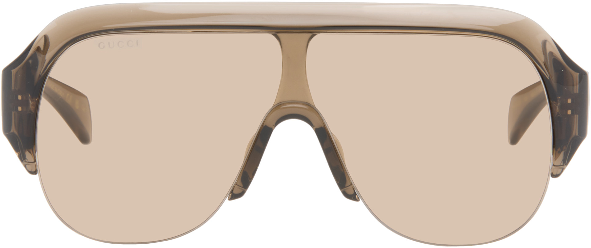 Gucci - 브라운 쉴드 선글라스