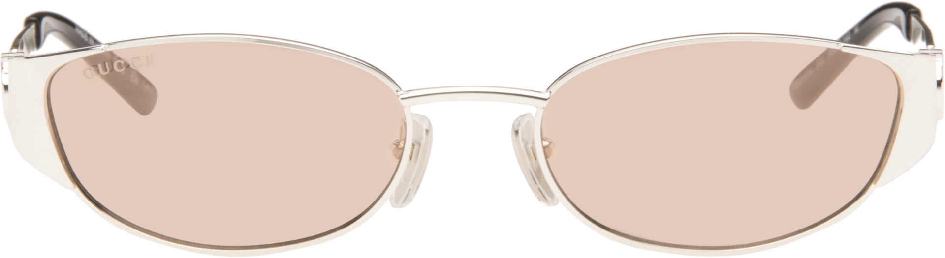Gucci - Silver Oval-Frame Sunglasses