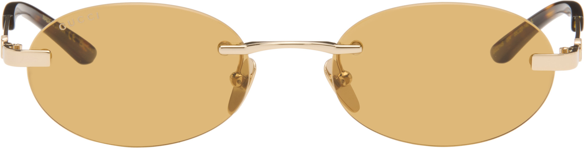 Gucci - Gold Oval-Frame Sunglasses