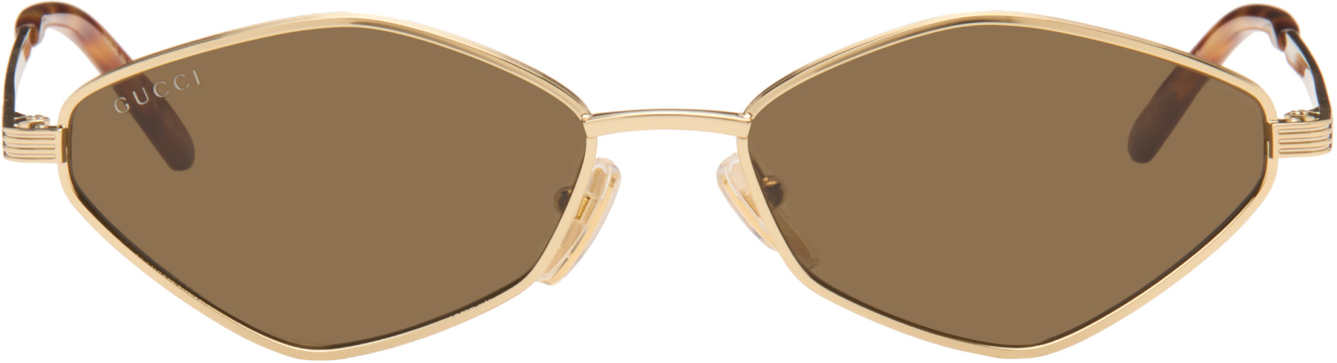 Gucci - Gold Geometric-Frame Sunglasses