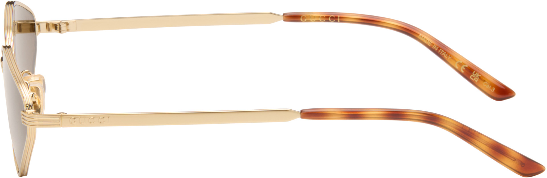 Gucci - Gold Geometric-Frame Sunglasses
