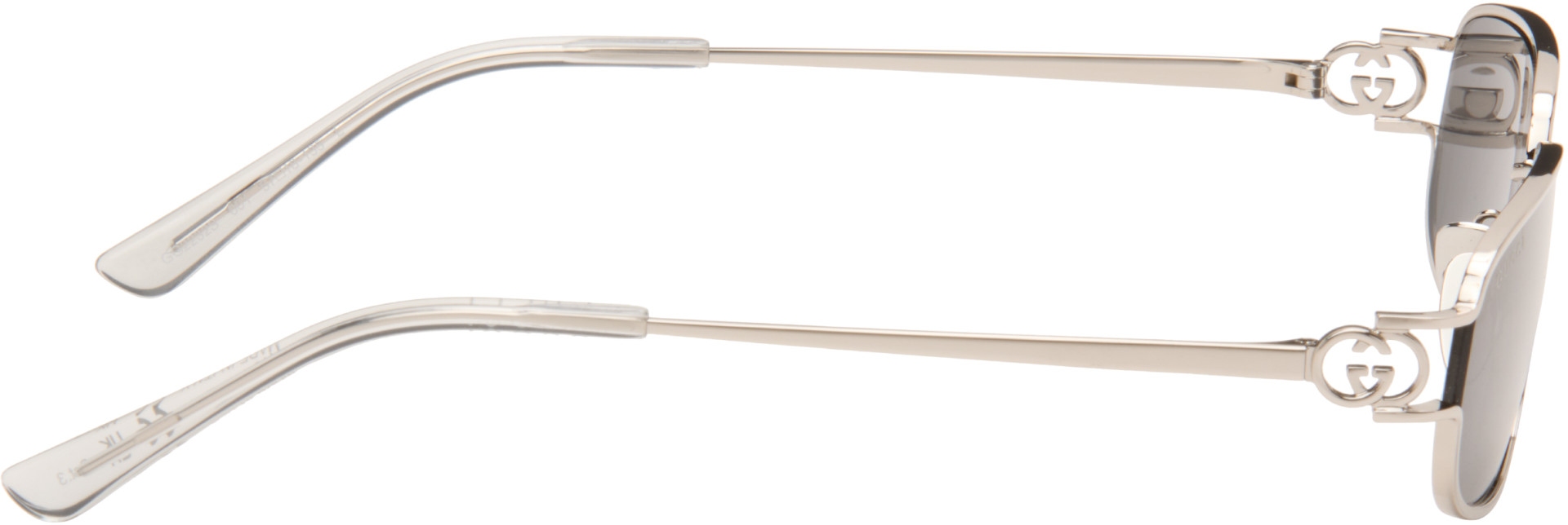 Gucci - Silver Rectangular-Frame Sunglasses