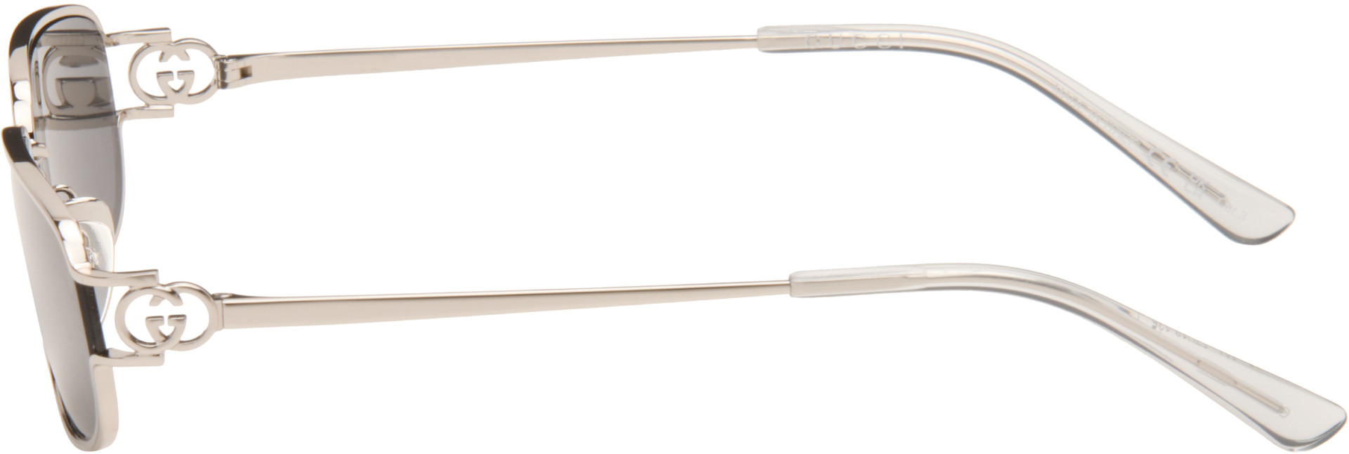 Gucci - Silver Rectangular-Frame Sunglasses