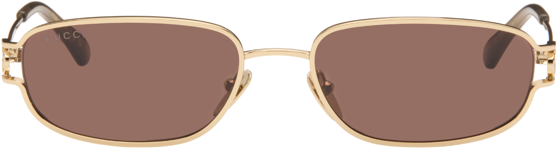 Gucci - Gold Rectangular-Frame Sunglasses