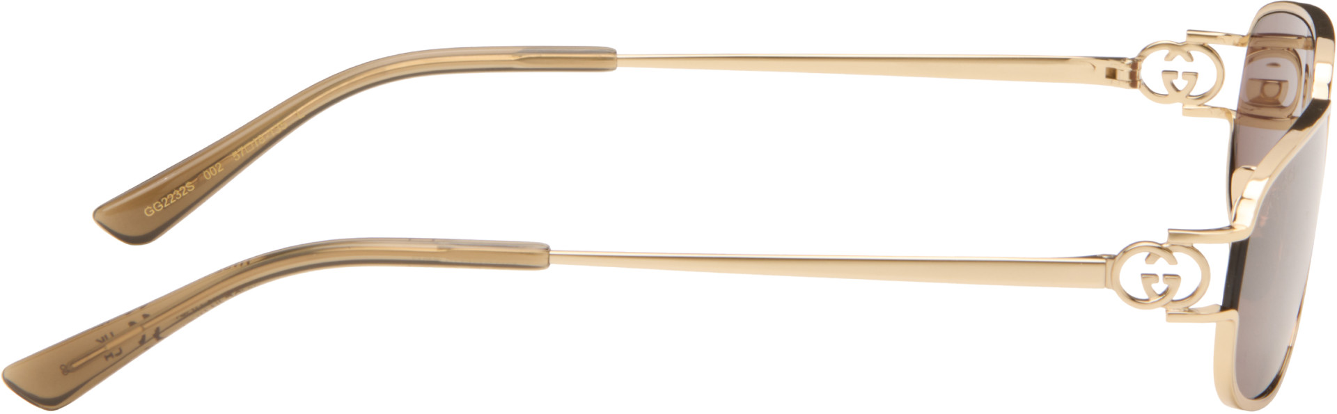 Gucci - Gold Rectangular-Frame Sunglasses