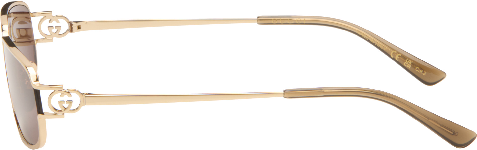 Gucci - Gold Rectangular-Frame Sunglasses