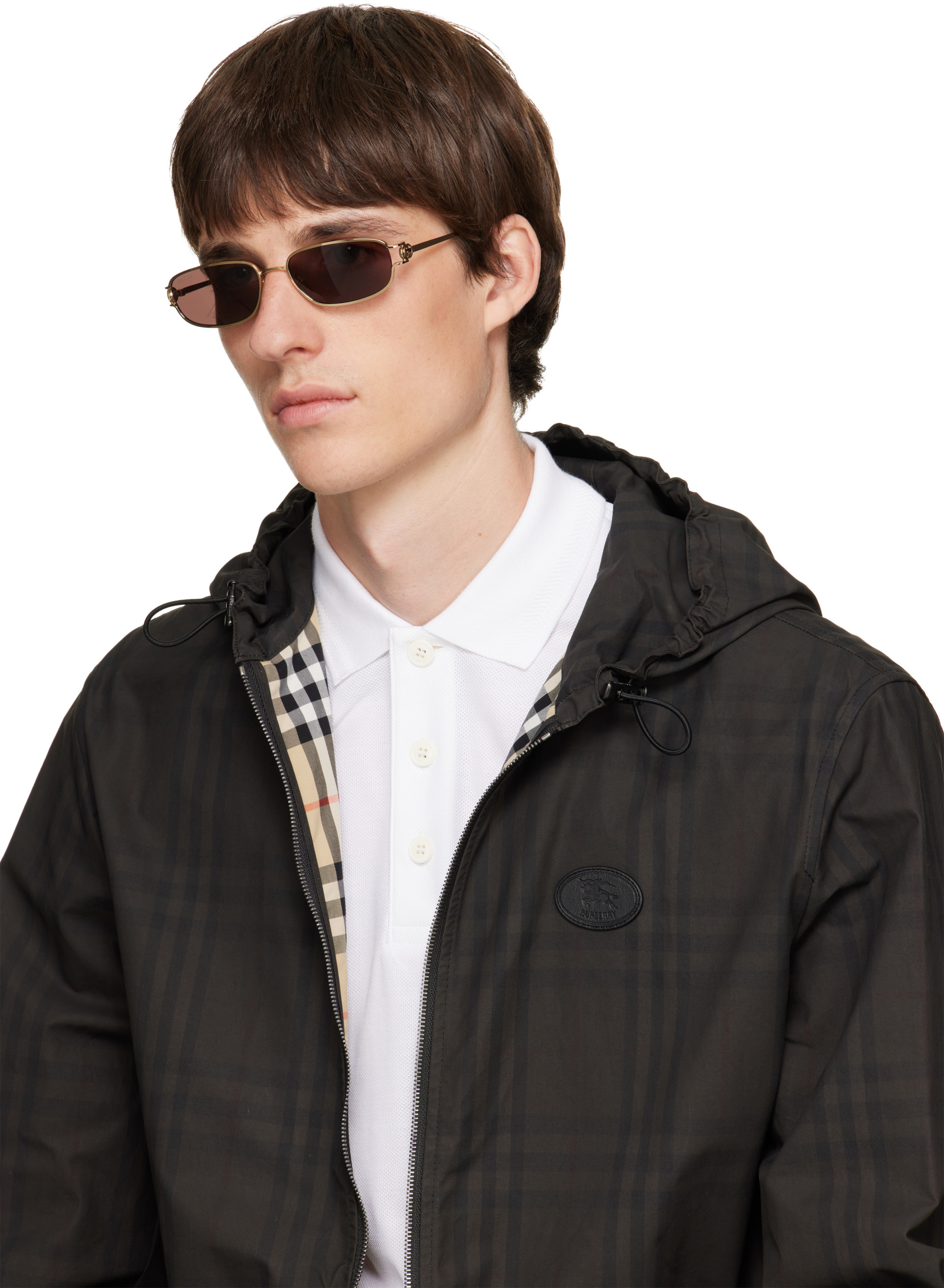 Gucci - Gold Rectangular-Frame Sunglasses