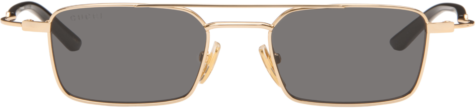 Gucci - Gold Rectangular-Frame Sunglasses