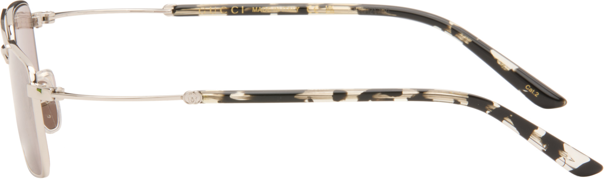 Gucci - Silver Metal Frame Rectangular Sunglasses