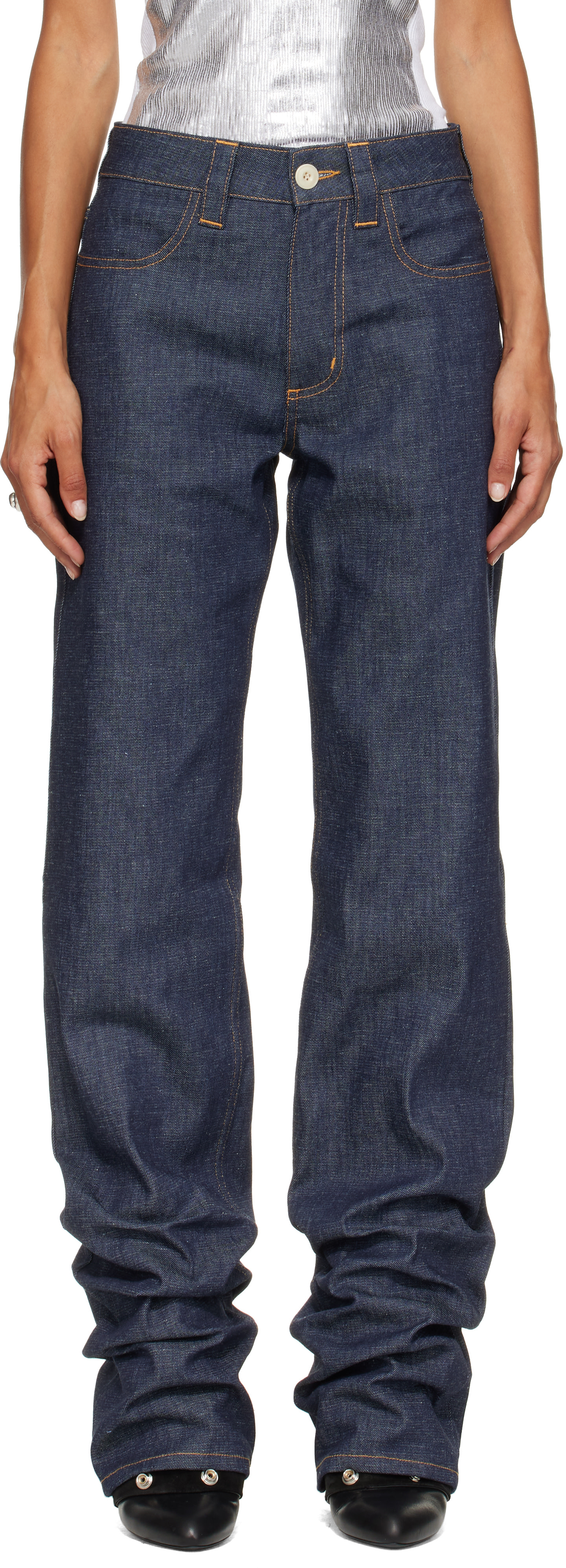 SECONDA - Jean droit bleu en denim