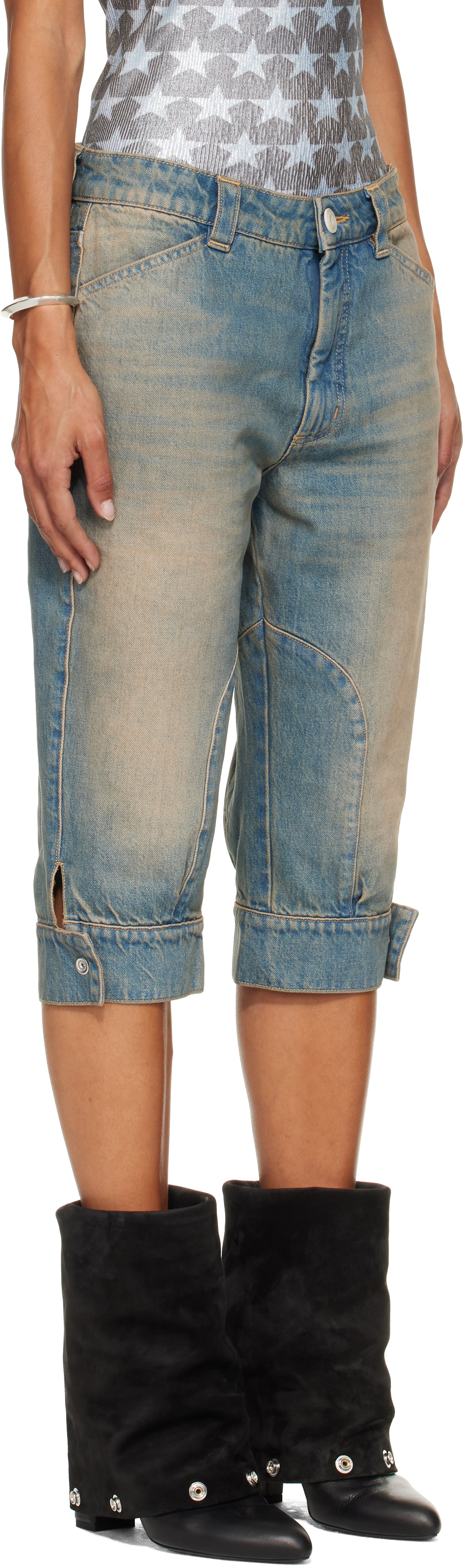 SECONDA - Short Bici bleu en denim
