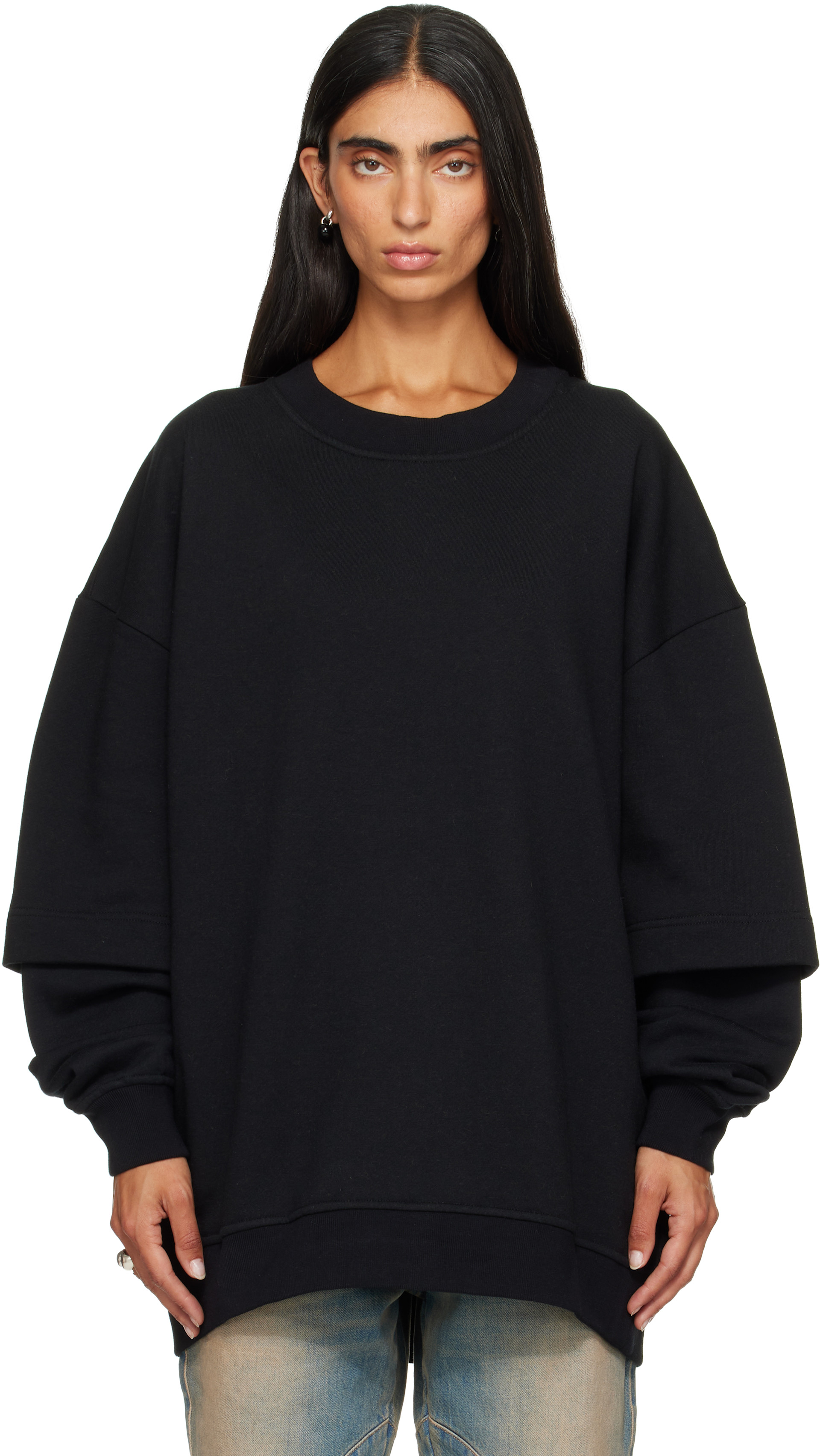 SECONDA - Pull molletonné Luna noir exclusif à SSENSE