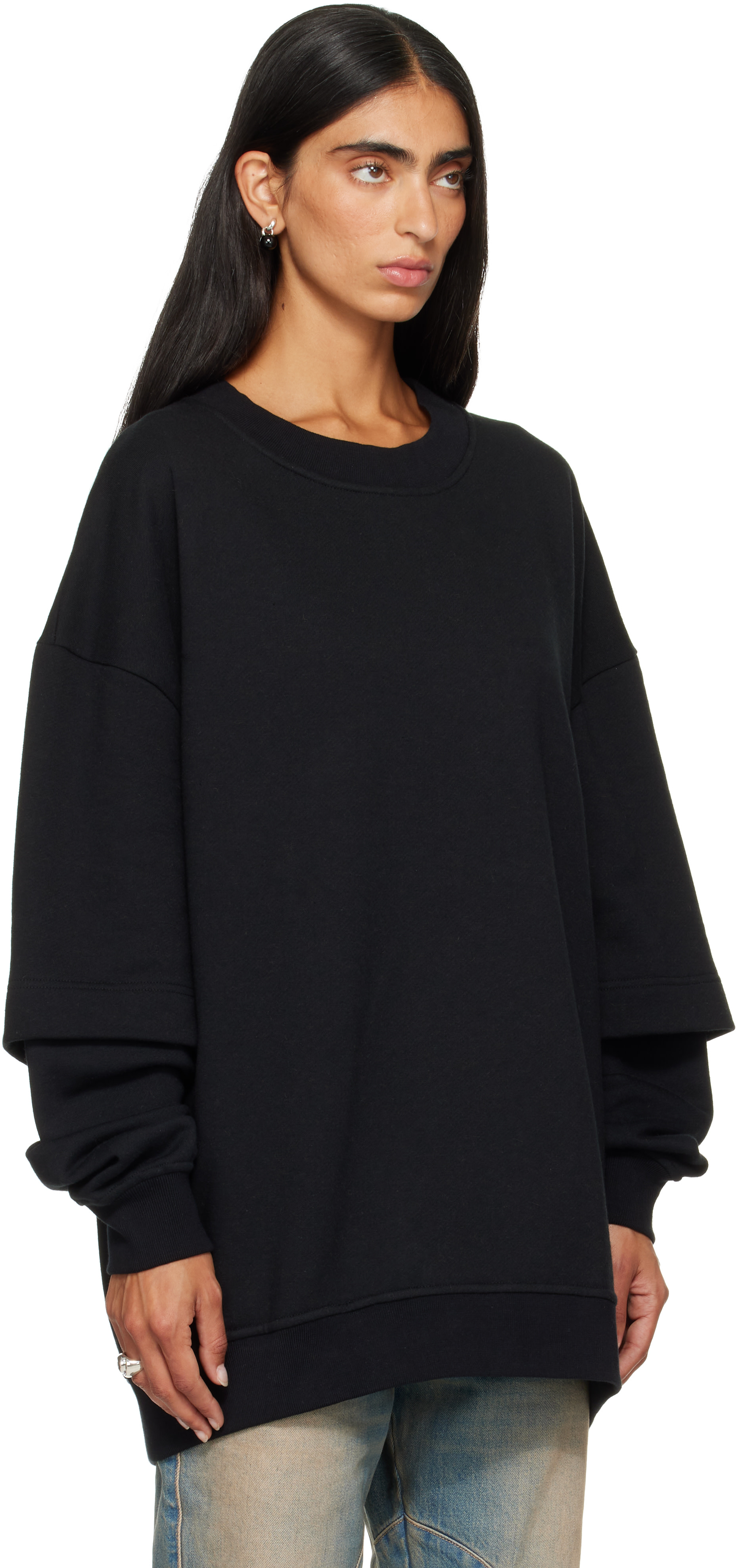 SECONDA - Pull molletonné Luna noir exclusif à SSENSE