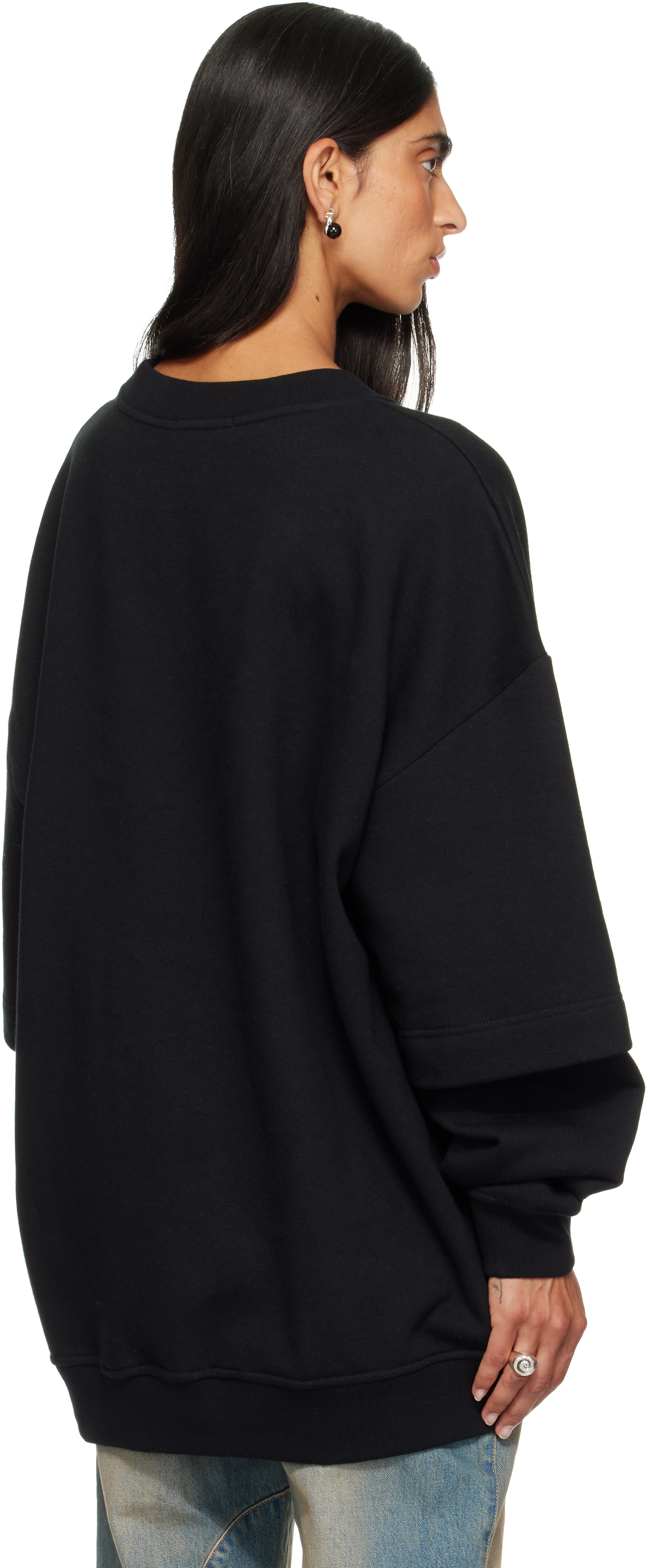 SECONDA - Pull molletonné Luna noir exclusif à SSENSE