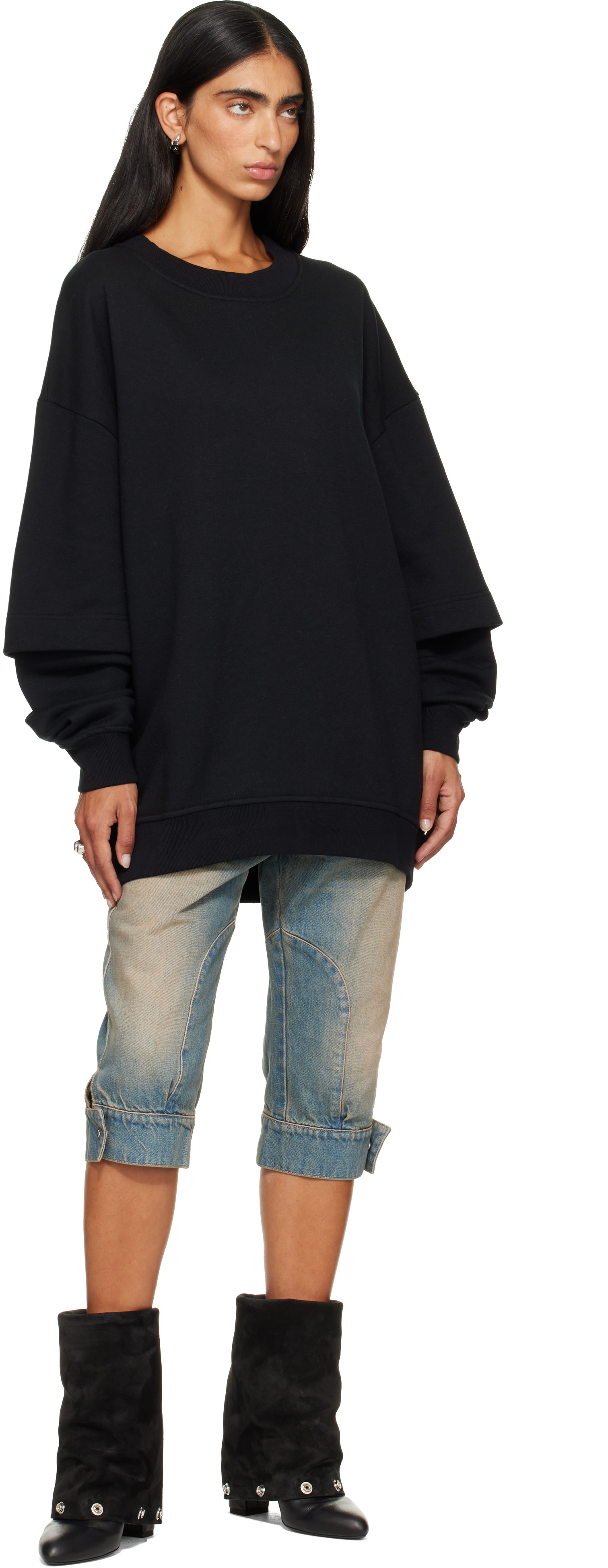 SECONDA - Pull molletonné Luna noir exclusif à SSENSE
