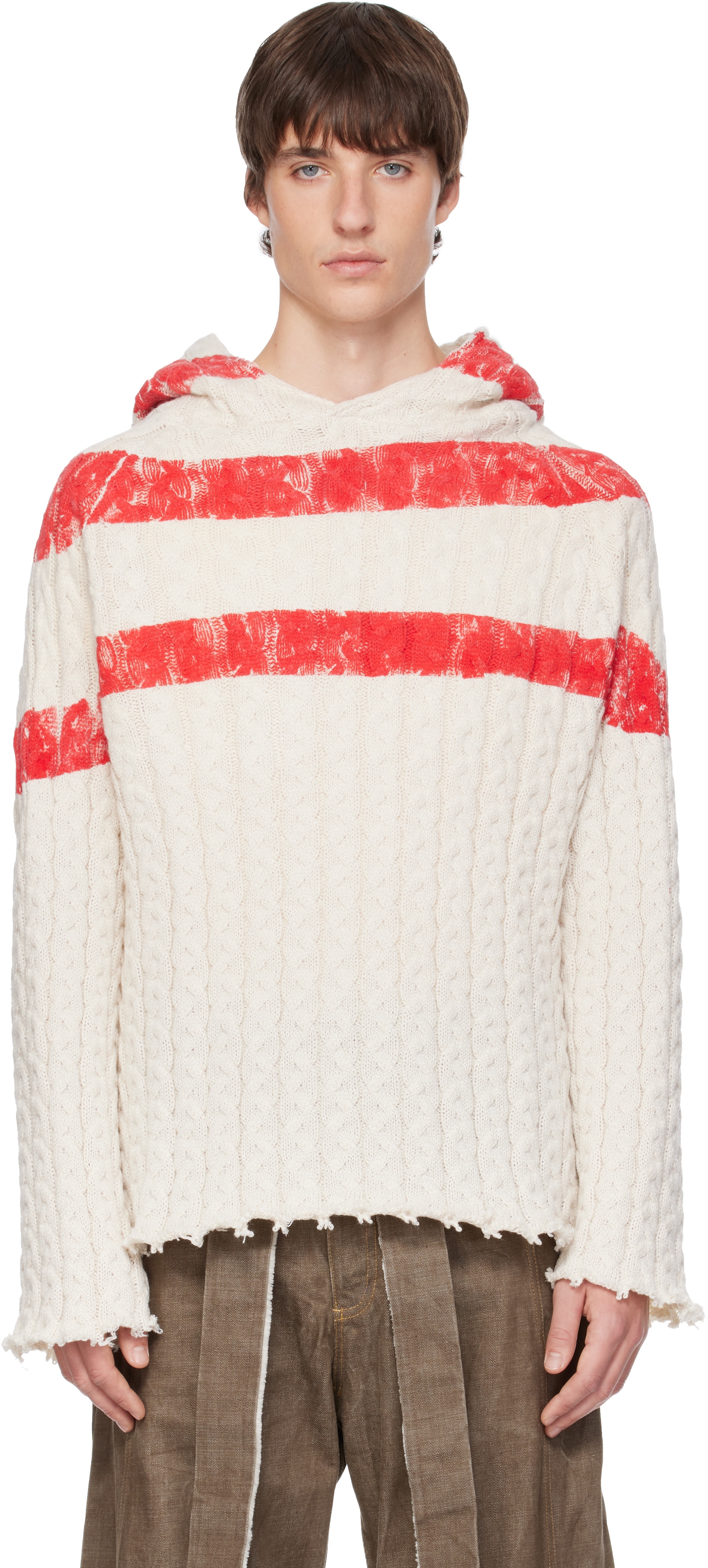 Joone Joonam - オフホワイト Red Stripe Knit セーター