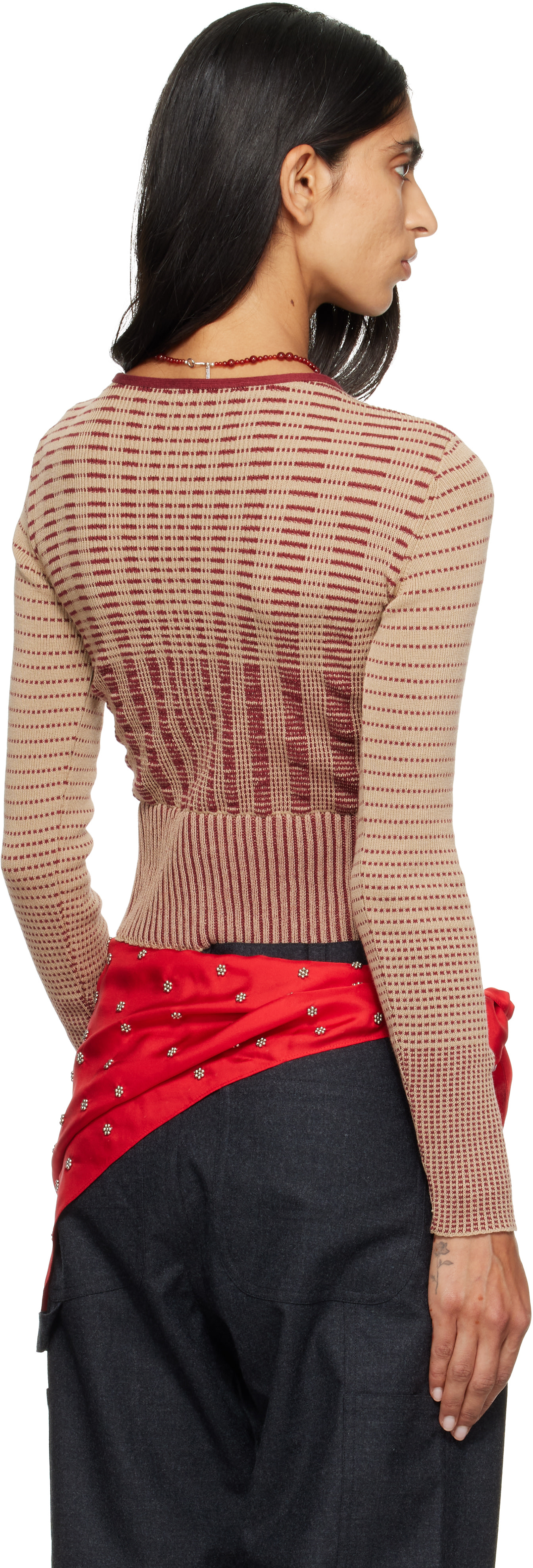 RESCHA - Pull Kashi beige et rouge exclusif à SSENSE