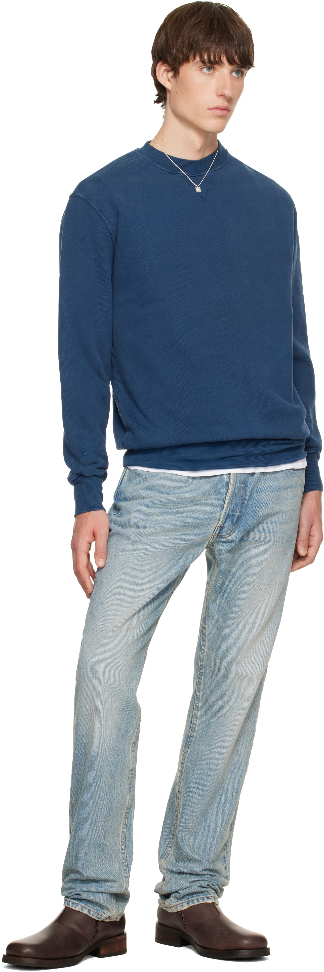 Hanover - Navy Sunwashed Staple Crewneck Sweatshirt
