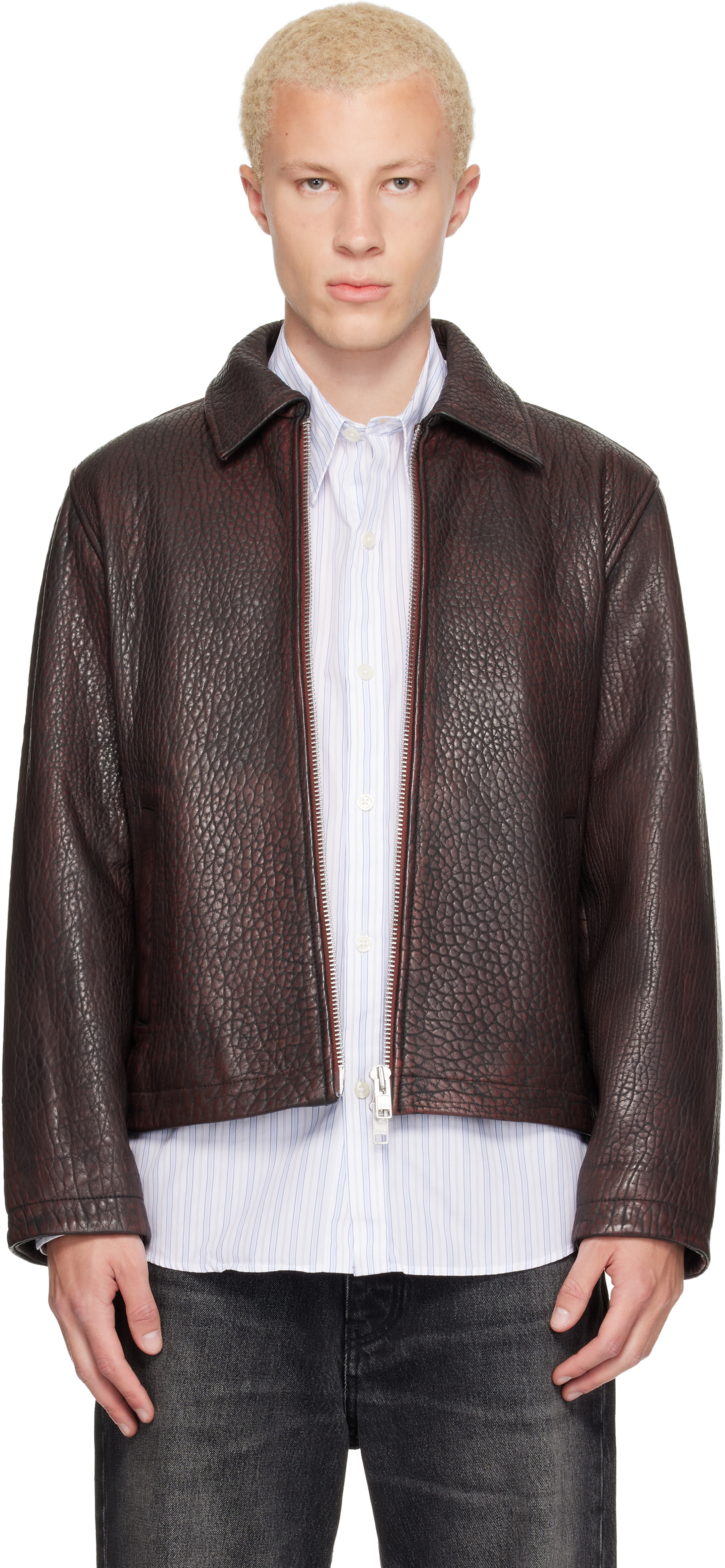Sunflower - Burgundy Short Leather Jacket