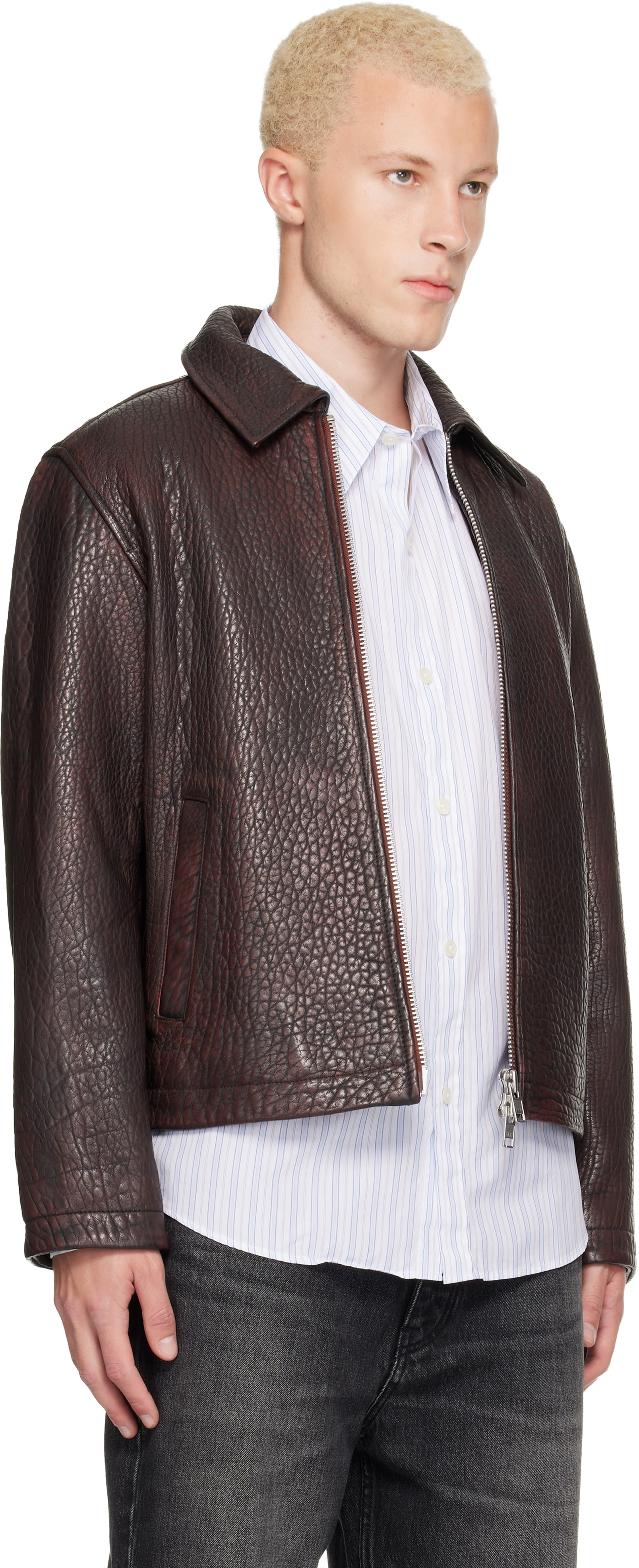 Sunflower - Burgundy Short Leather Jacket