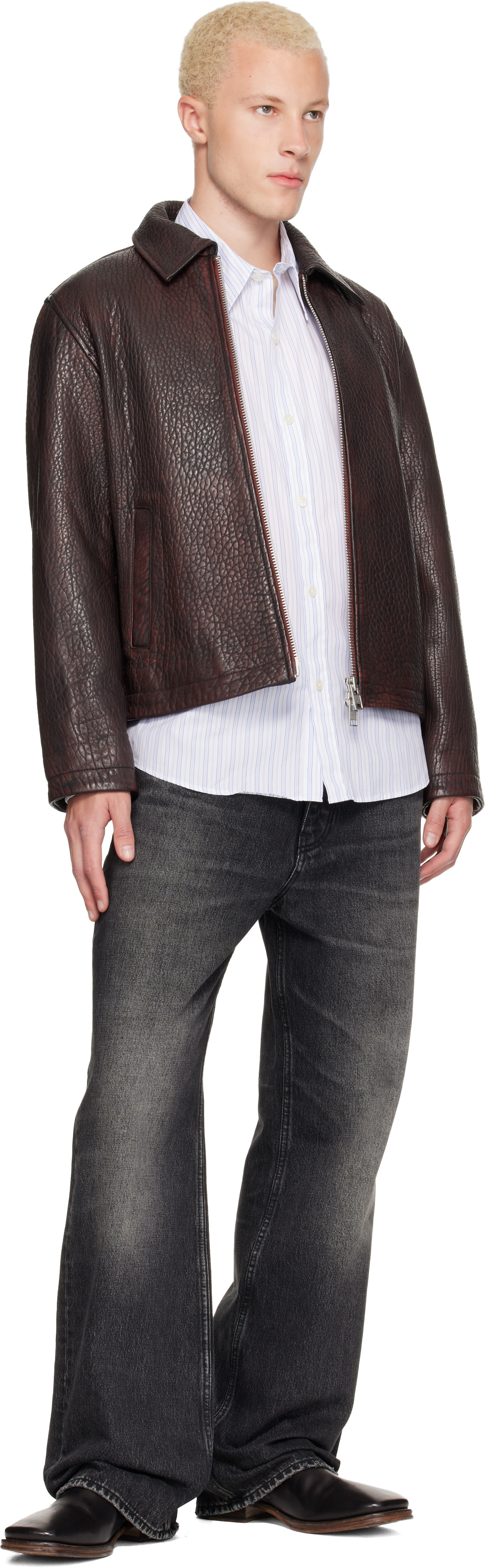 Sunflower - Burgundy Short Leather Jacket