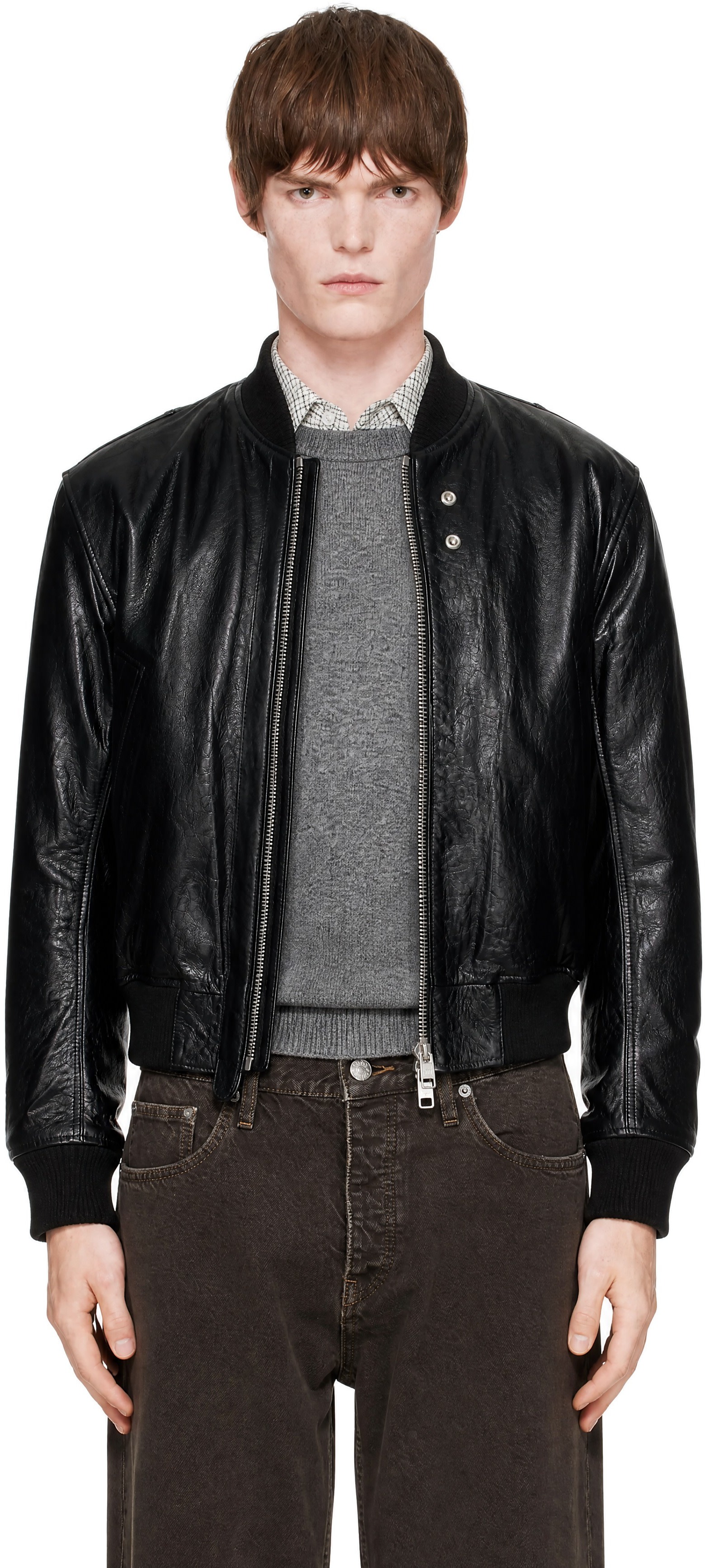 Sunflower - Black Leather Flight Jacket