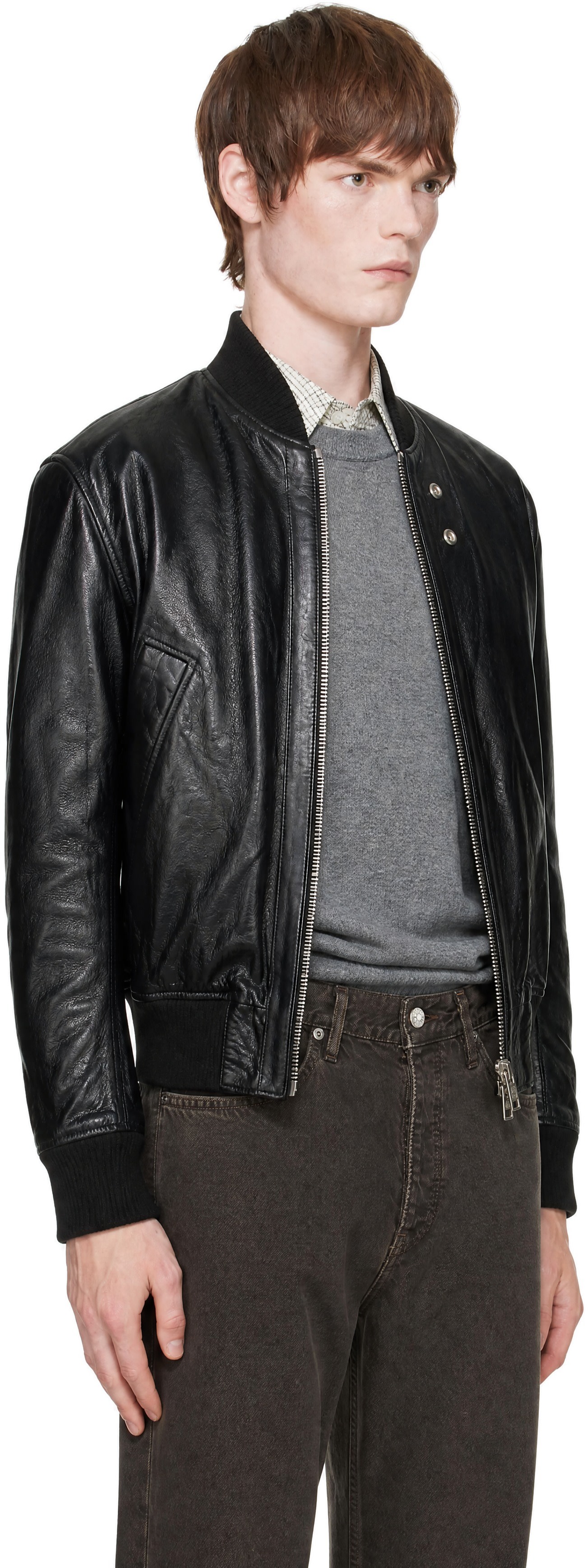 Sunflower - Black Leather Flight Jacket