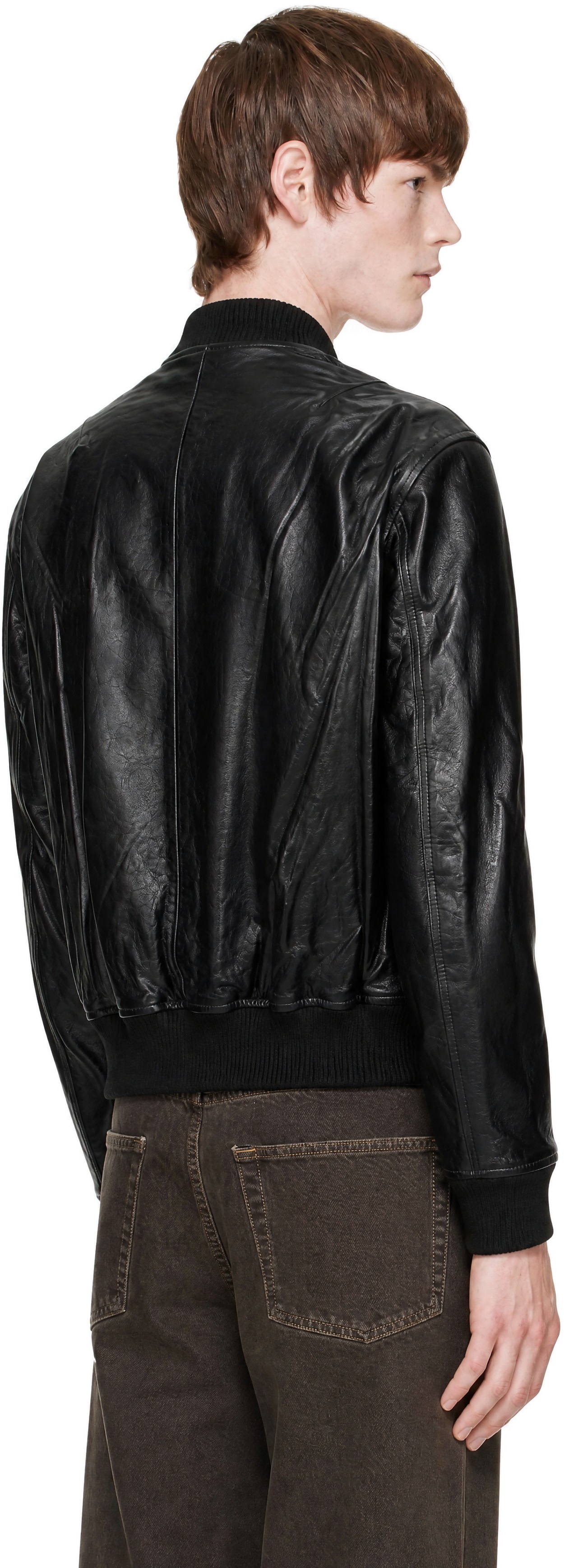 Sunflower - Black Leather Flight Jacket