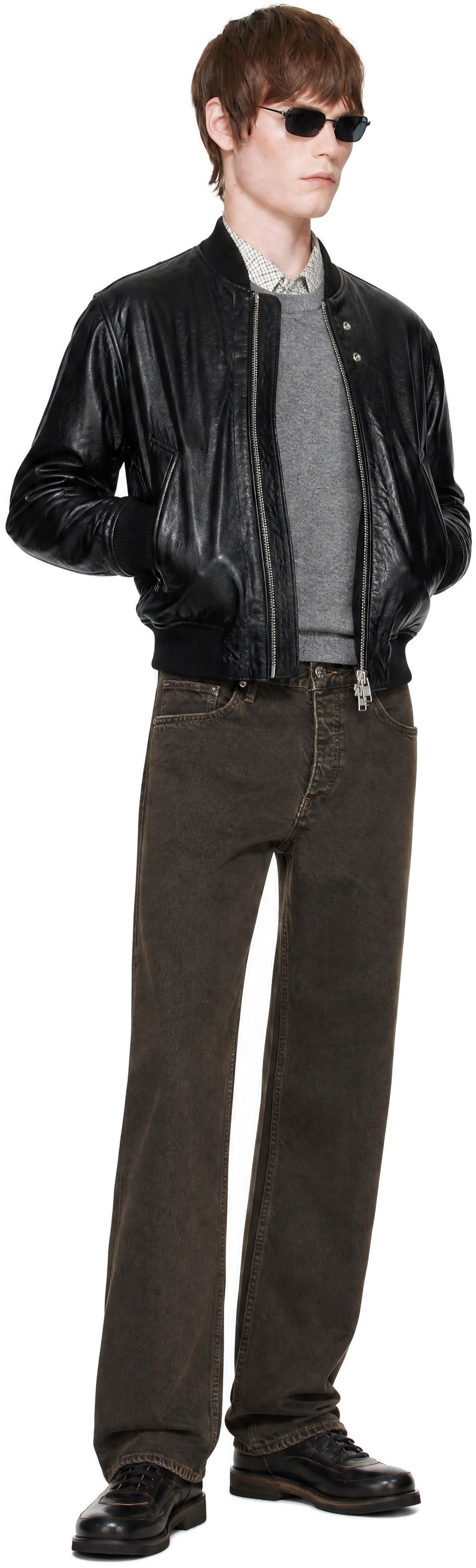 Sunflower - Black Leather Flight Jacket