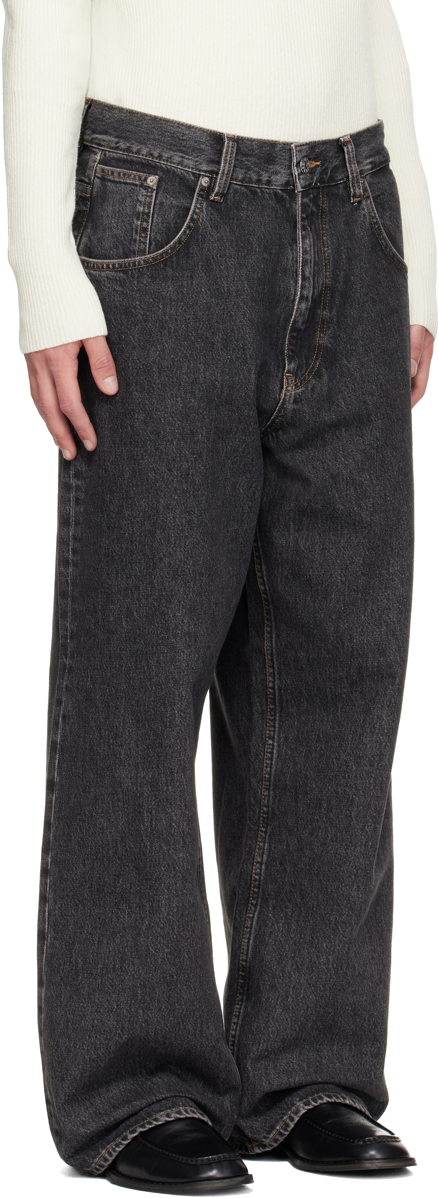 Sunflower: Black Super Wide Jeans | SSENSE Canada