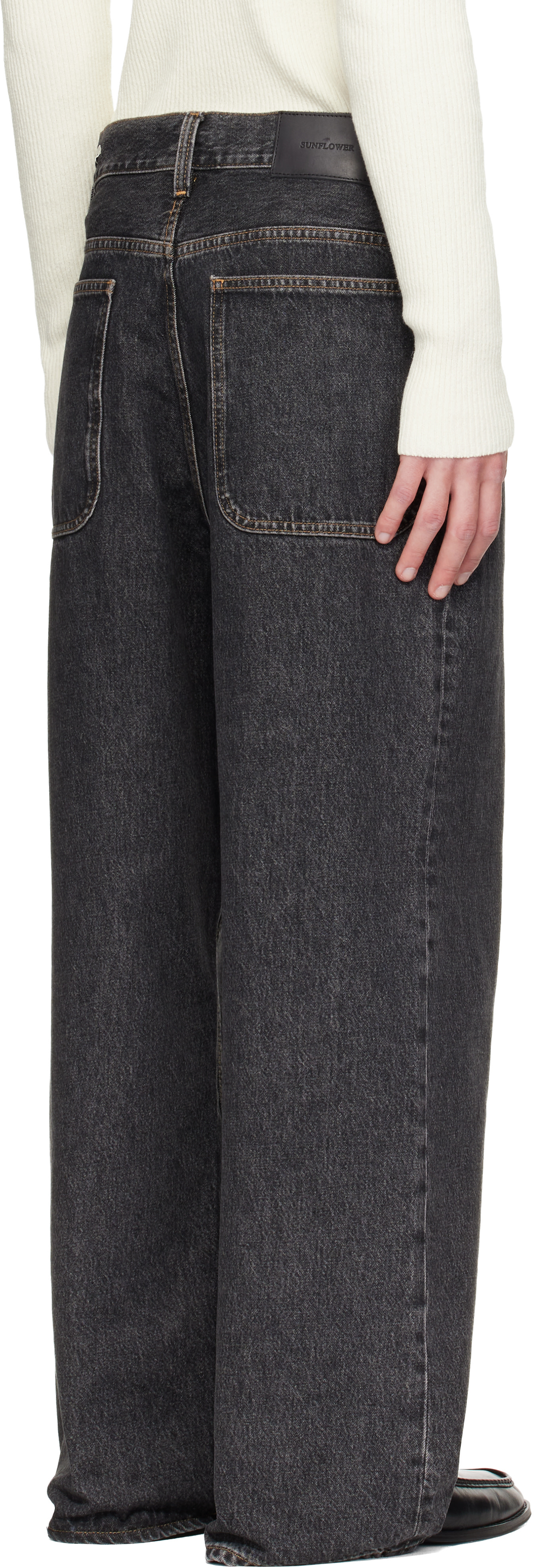 Sunflower: Black Super Wide Jeans | SSENSE Canada