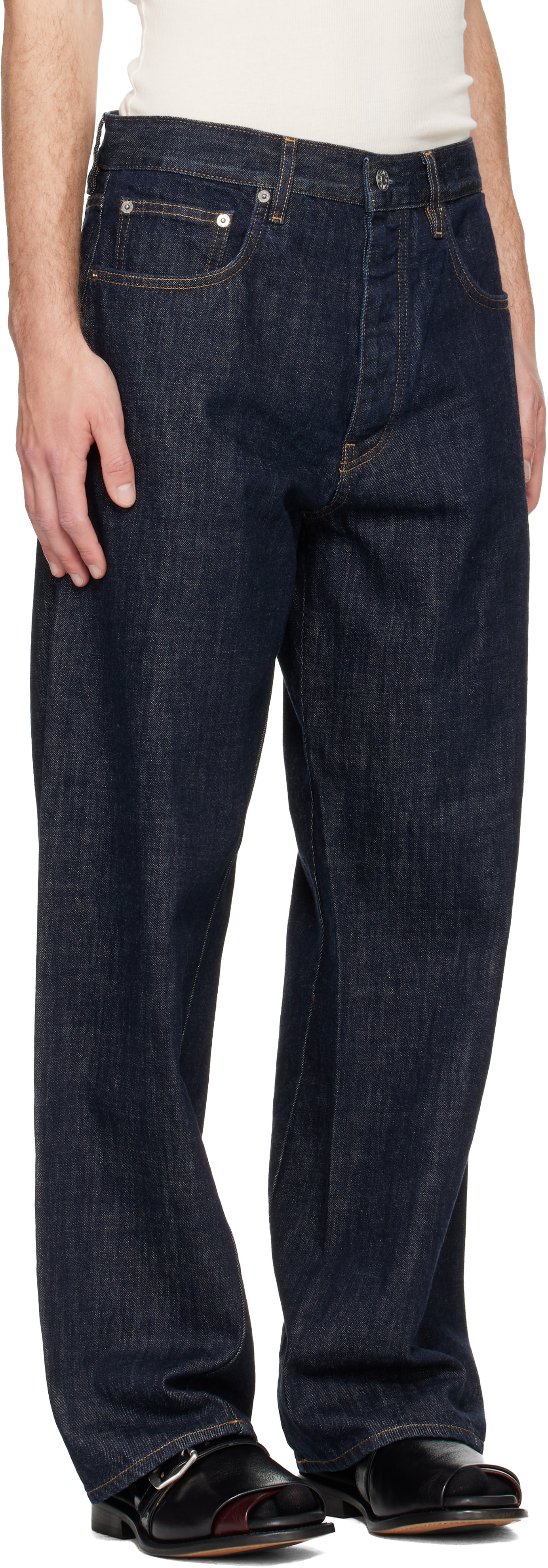 Sunflower: Navy Wide Twist Jeans | SSENSE Australia