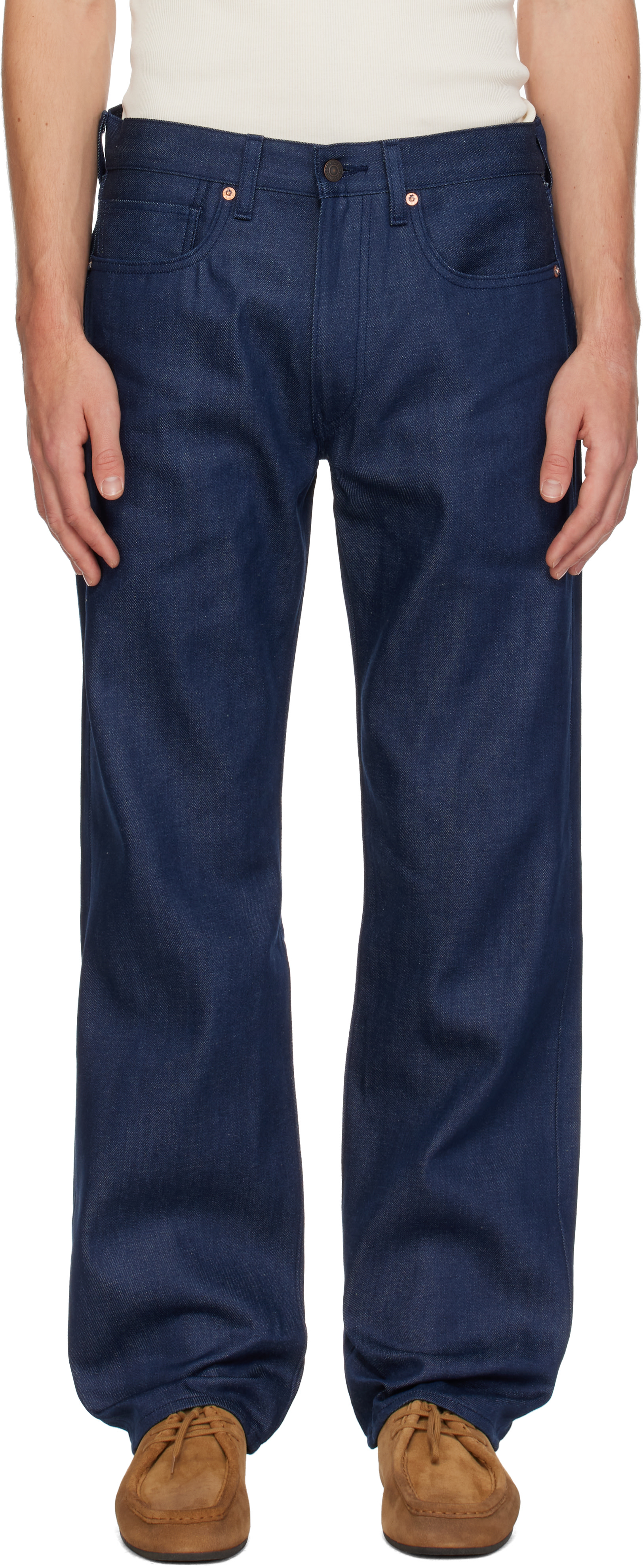Levi's Blue Tab - 네이비 앵커 릴랙스 셀비지 데님 진