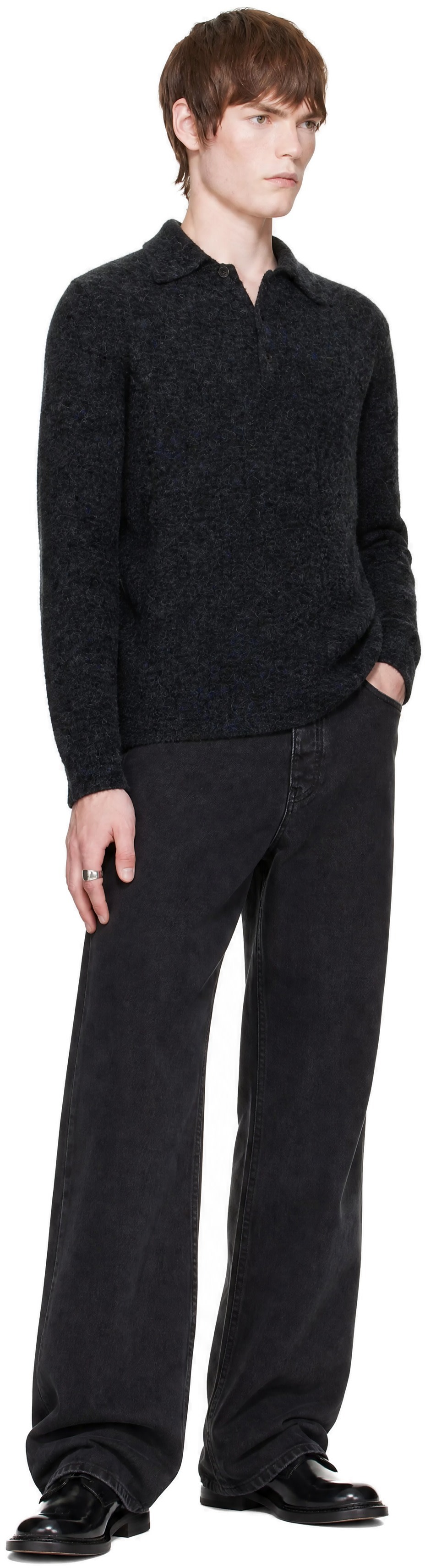 Sunflower - Gray Mohair Polo