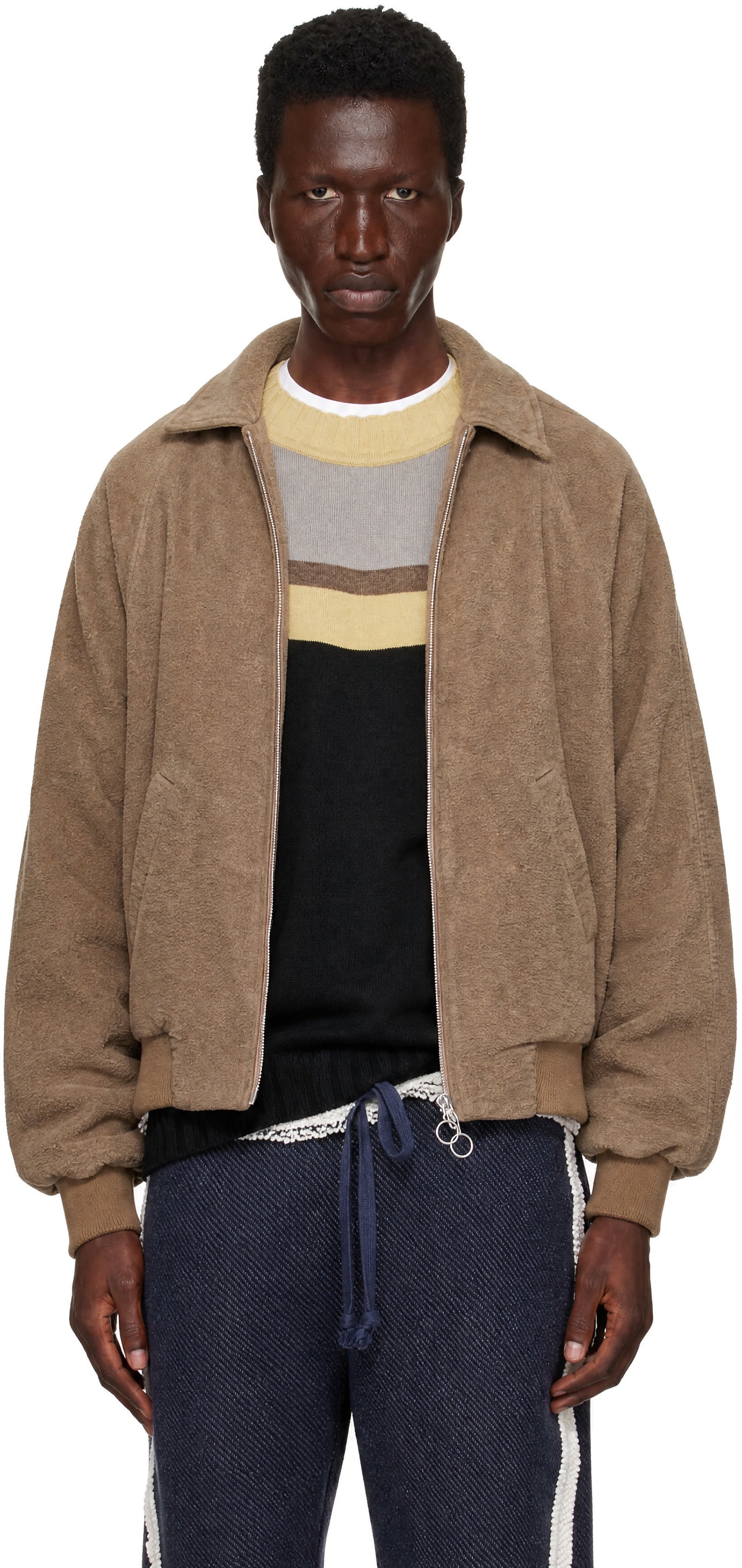Edward Cuming - Beige Fifth Dye Bottom Heavy Bomber Jacket