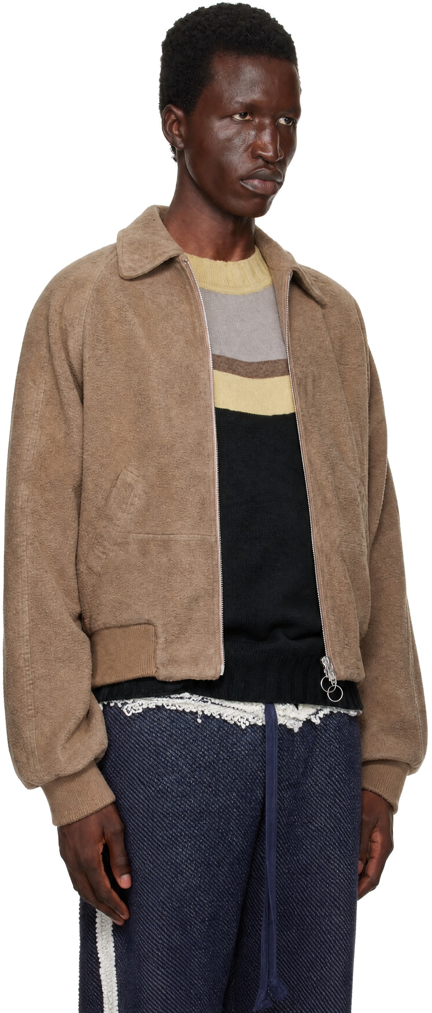 Edward Cuming - Beige Fifth Dye Bottom Heavy Bomber Jacket