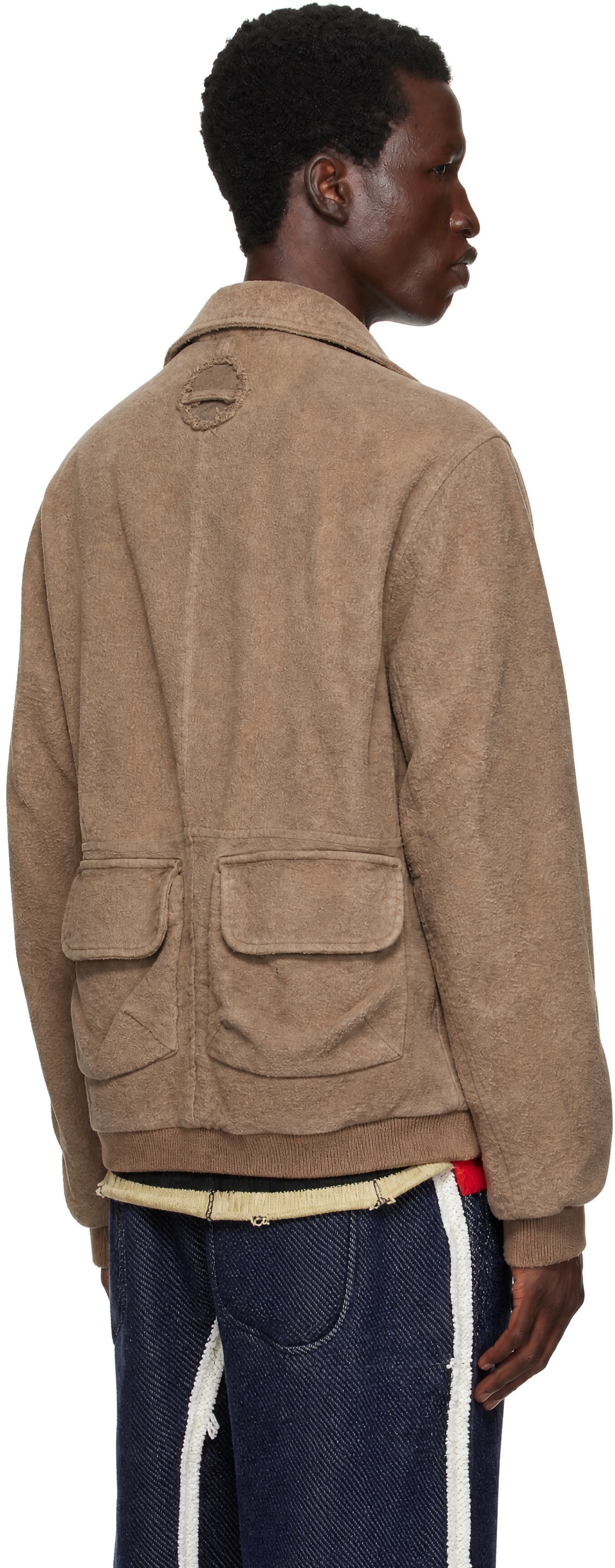 Edward Cuming - Beige Fifth Dye Bottom Heavy Bomber Jacket