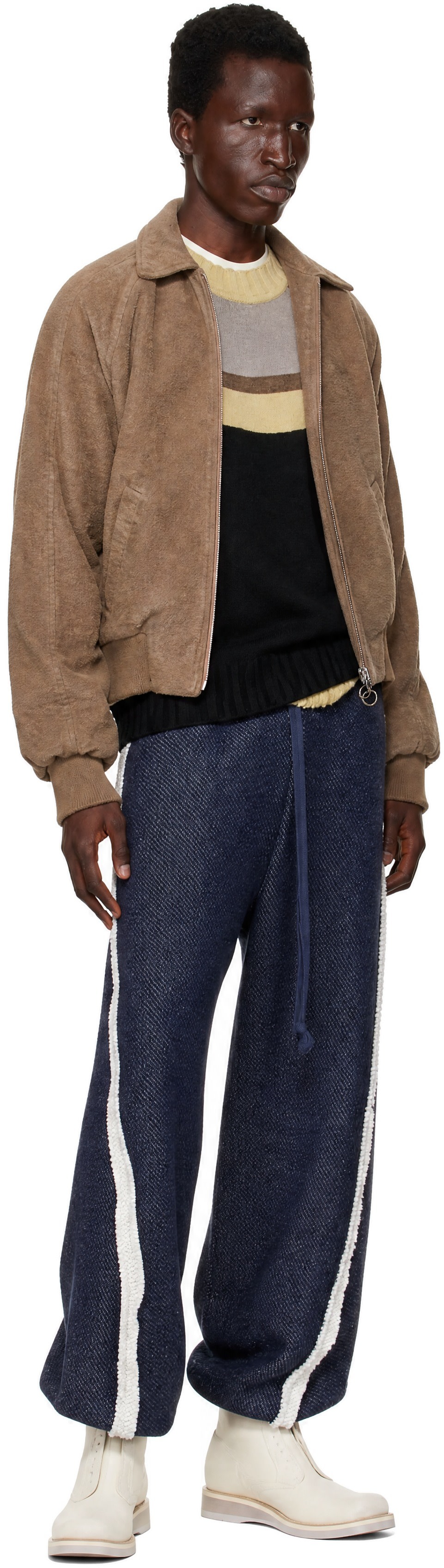 Edward Cuming - Beige Fifth Dye Bottom Heavy Bomber Jacket