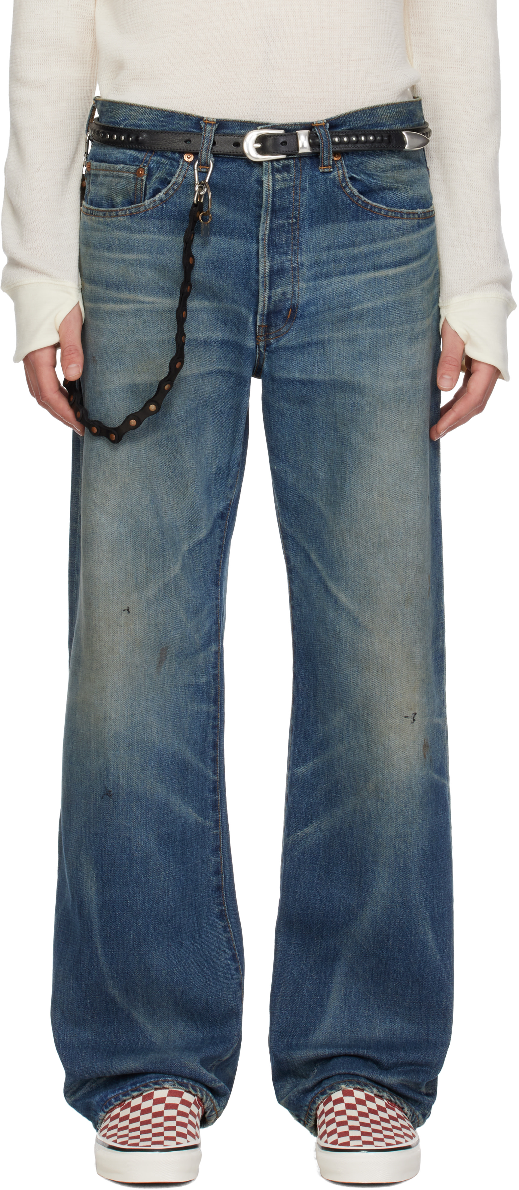 Kamiya - Blue Distressed Straight Jeans
