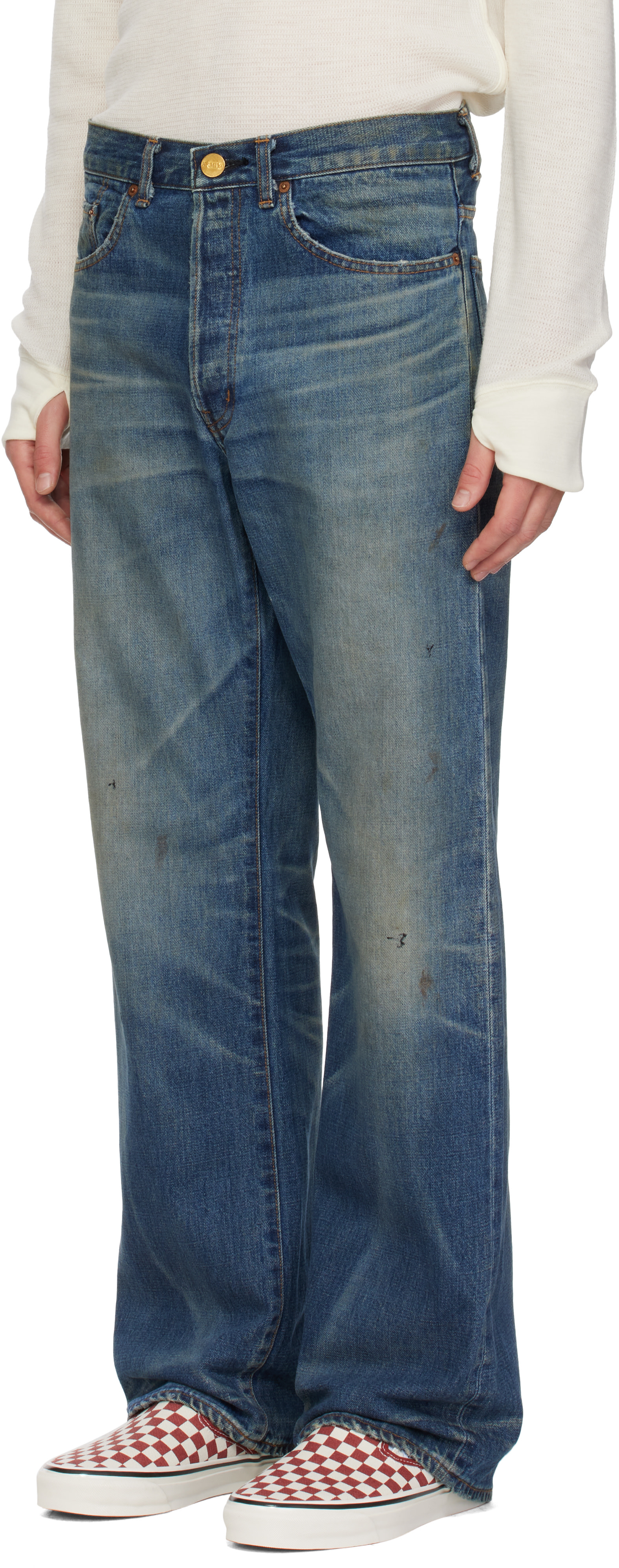 Kamiya - Blue Distressed Straight Jeans