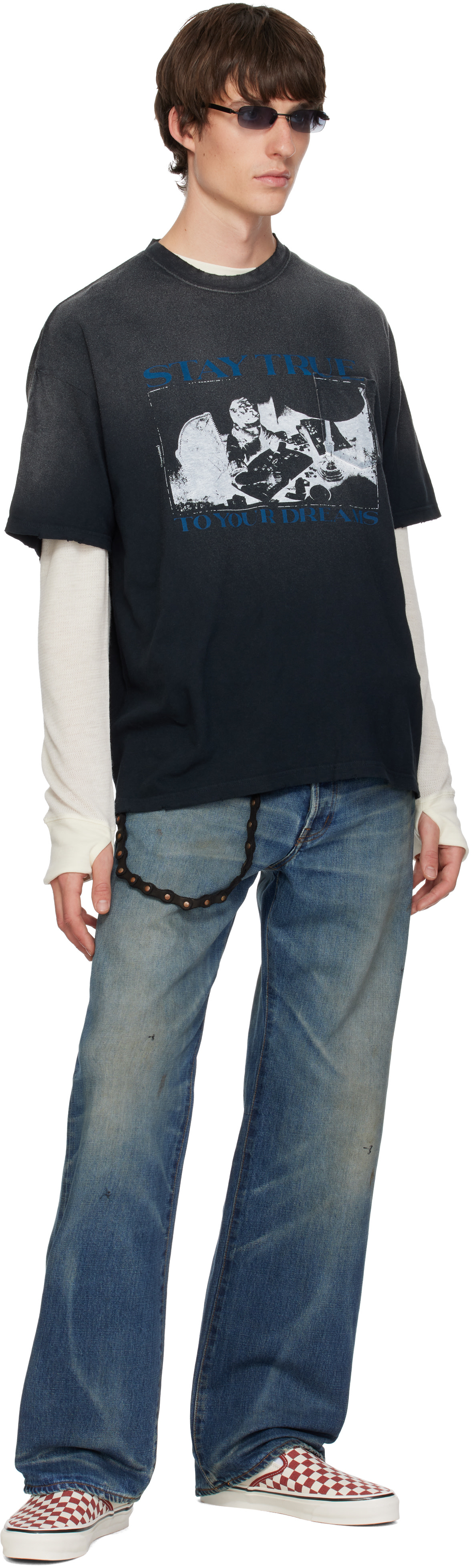 Kamiya - Blue Distressed Straight Jeans