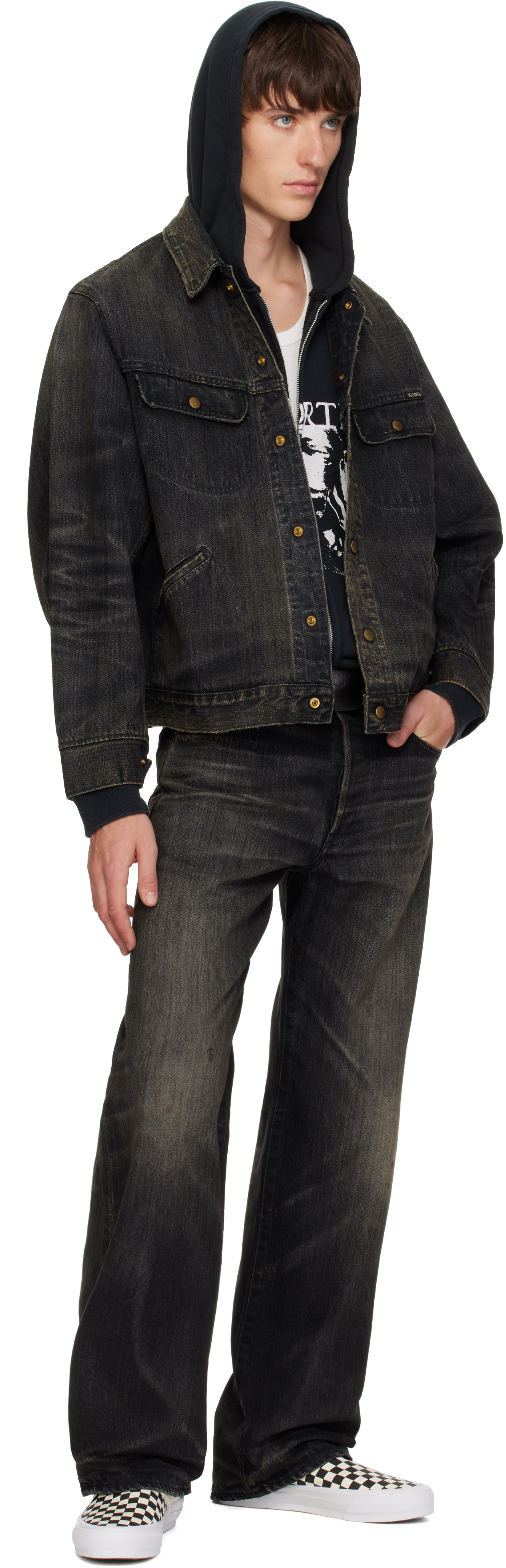 Kamiya - Black Distressed Straight Jeans