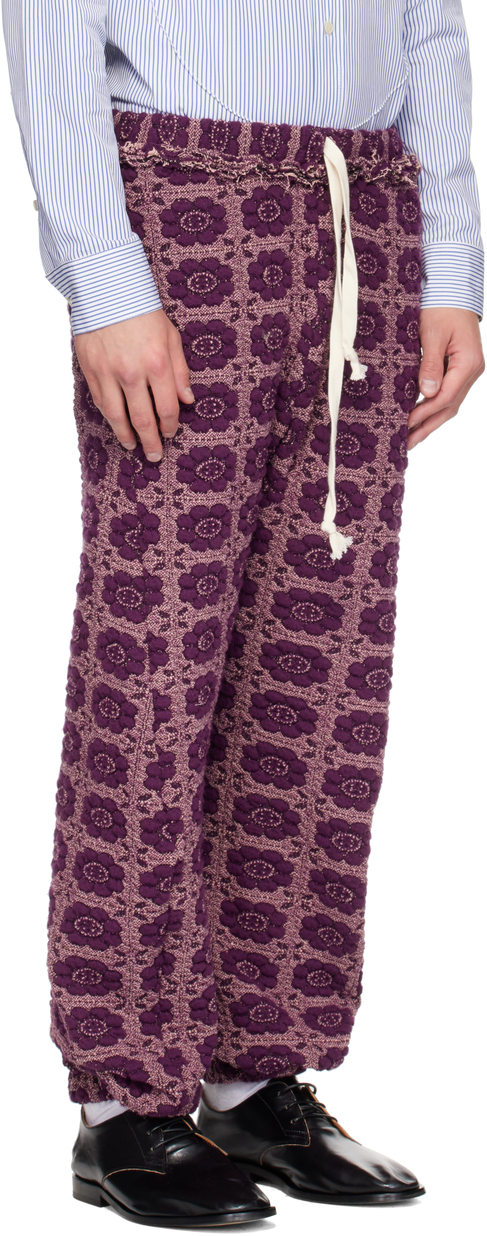 Edward Cuming: Purple Vertical Garden Twisted Track Pants | SSENSE