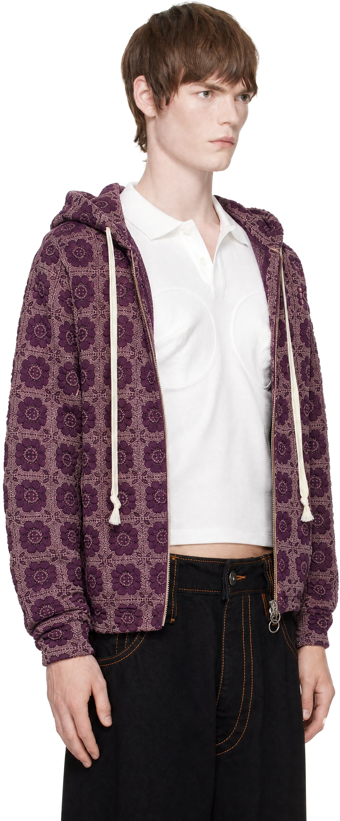 Edward Cuming - Pull à capuche Vertical Garden mauve