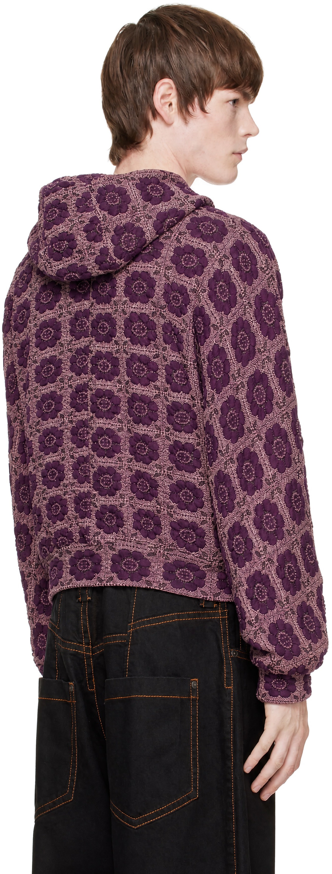 Edward Cuming - Pull à capuche Vertical Garden mauve