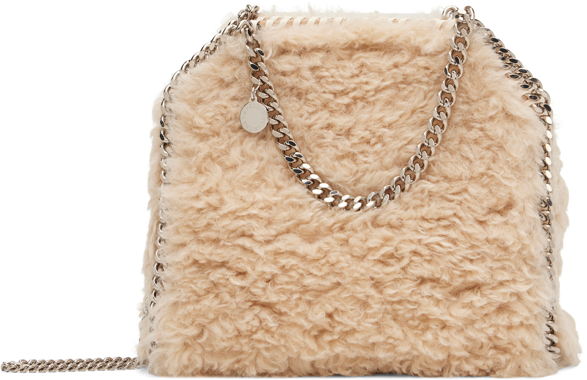 Stella McCartney: ベージュ ミニ Falabella ショルダーバッグ 