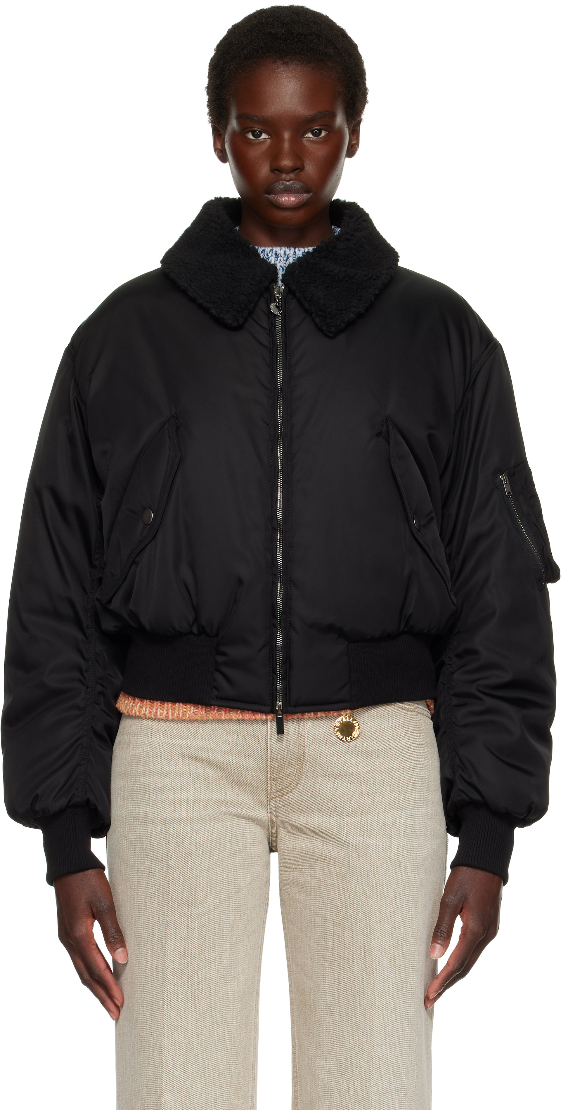 Stella McCartney - Black Collared Bomber Jacket