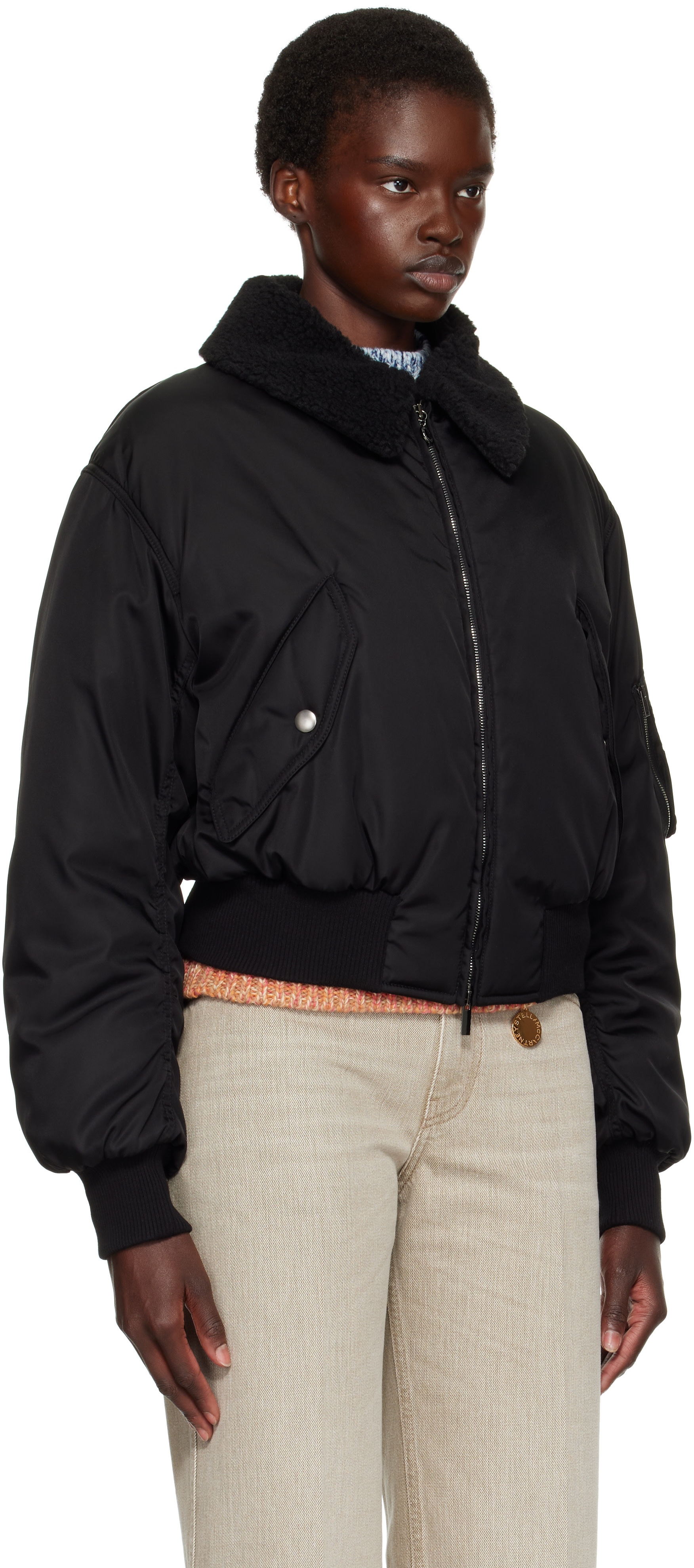 Stella McCartney - Black Collared Bomber Jacket