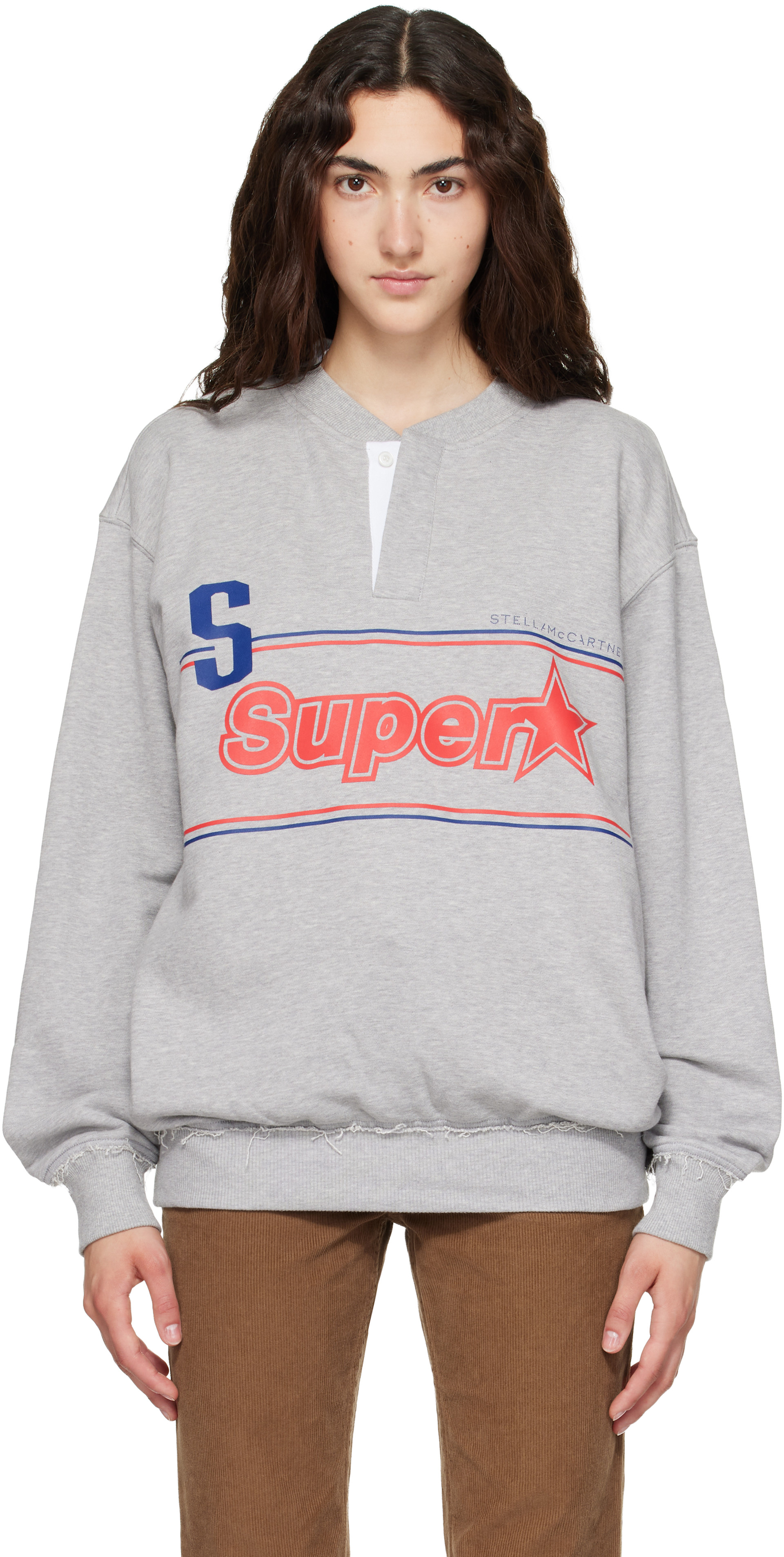 Stella McCartney - Pull molletonné 'Superstar' gris en coton