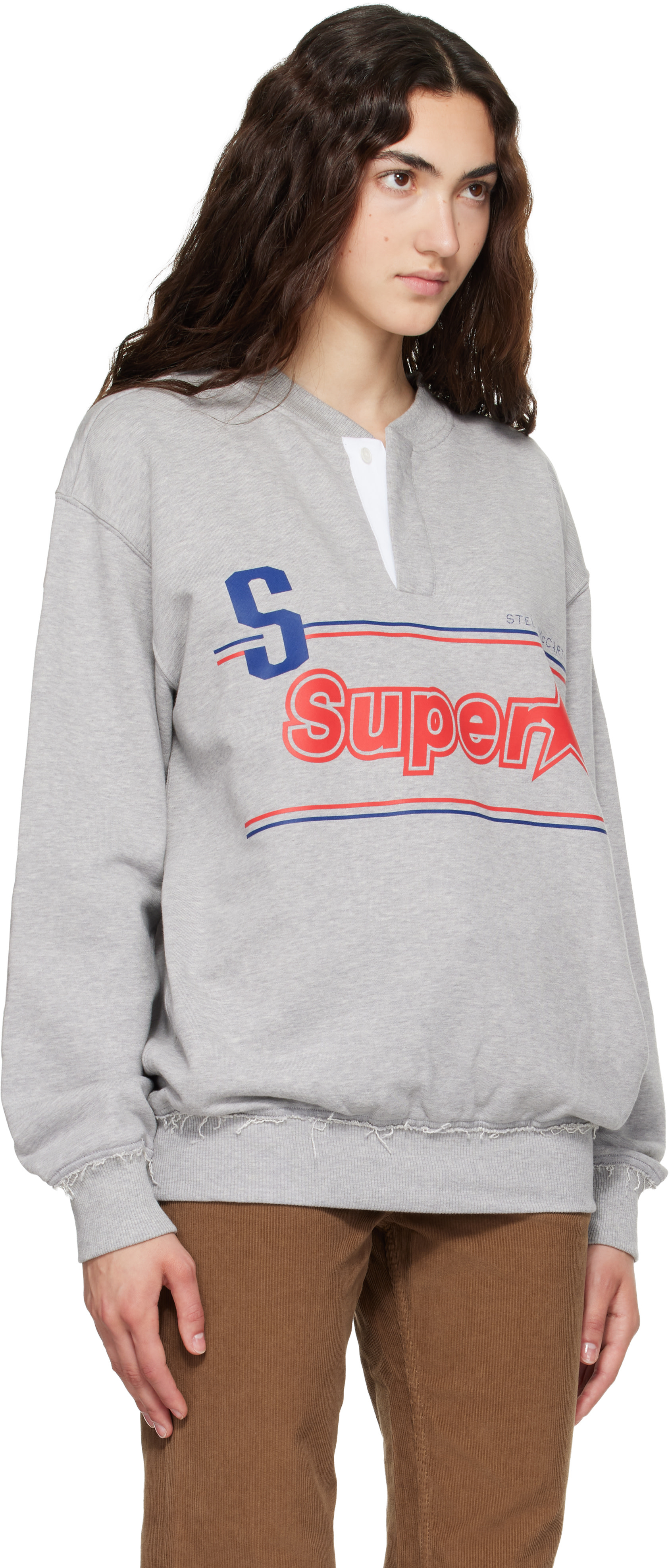 Stella McCartney - Pull molletonné 'Superstar' gris en coton